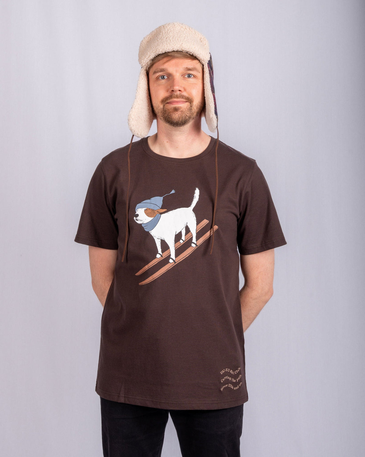 Ski Dog T-paita, Coffee Brown