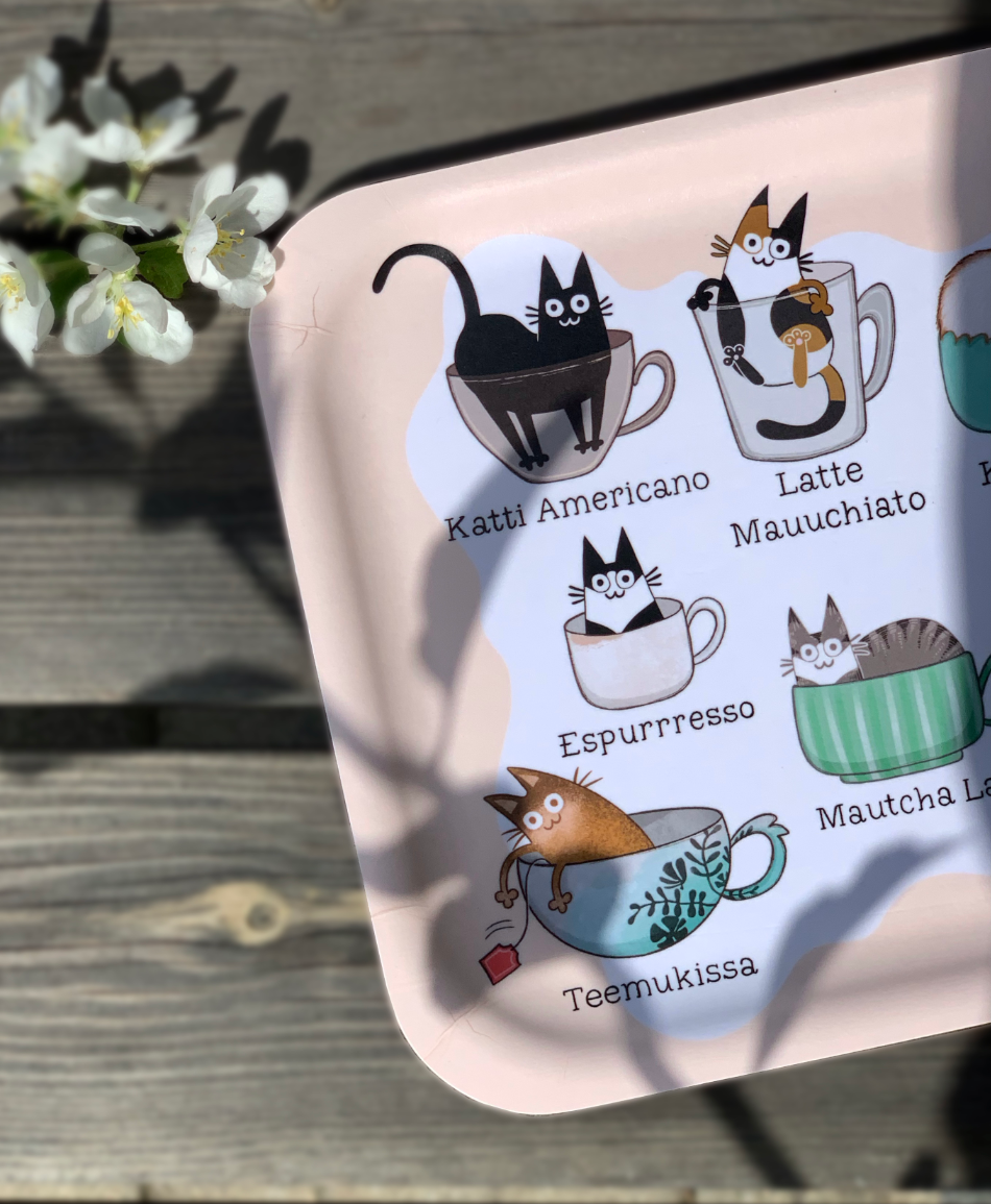 Catpuccino- kissa tarjotin