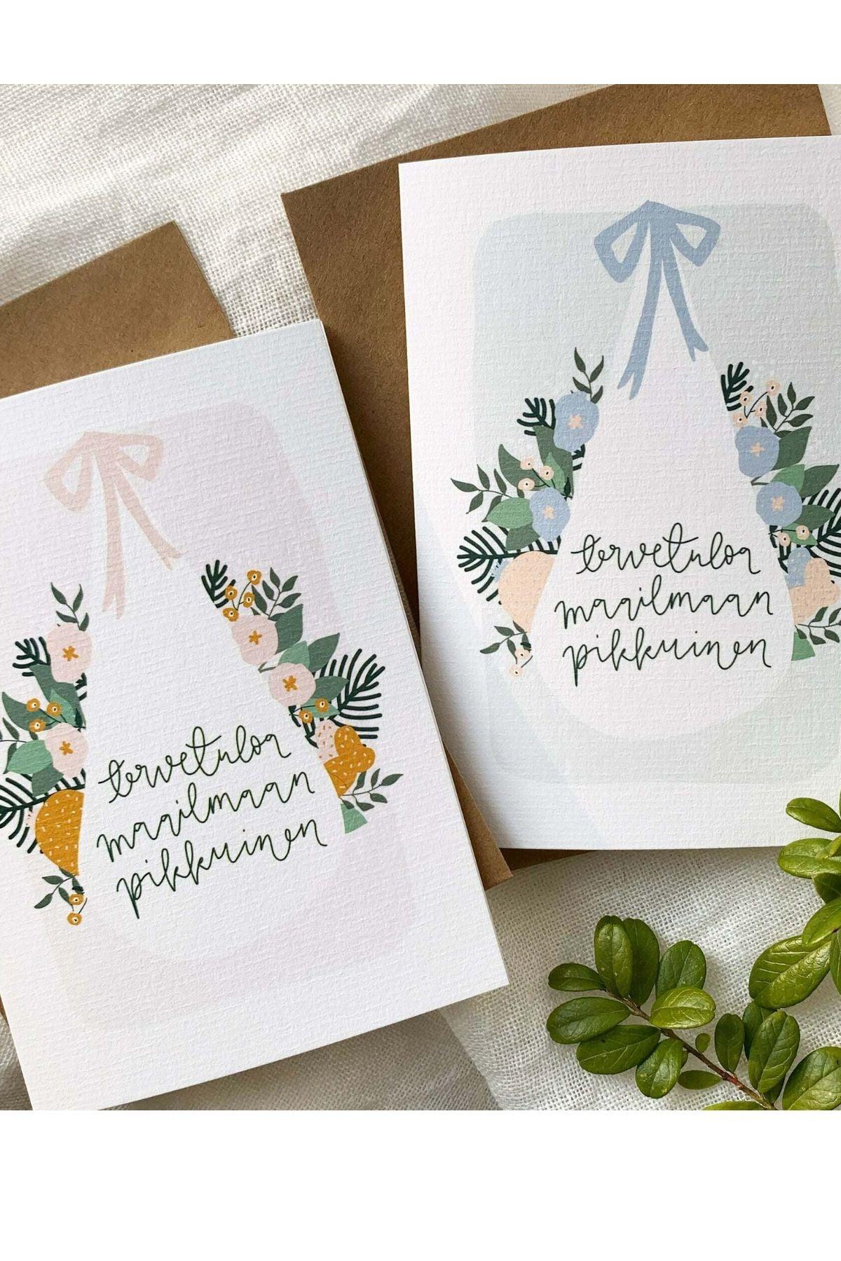 Tervetuloa maailmaan - kaksiosainen kortti
