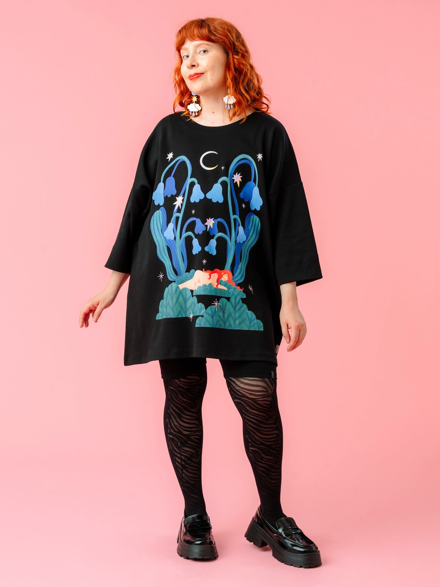 Leandro Oversize T-Paita, Moonbathing Black