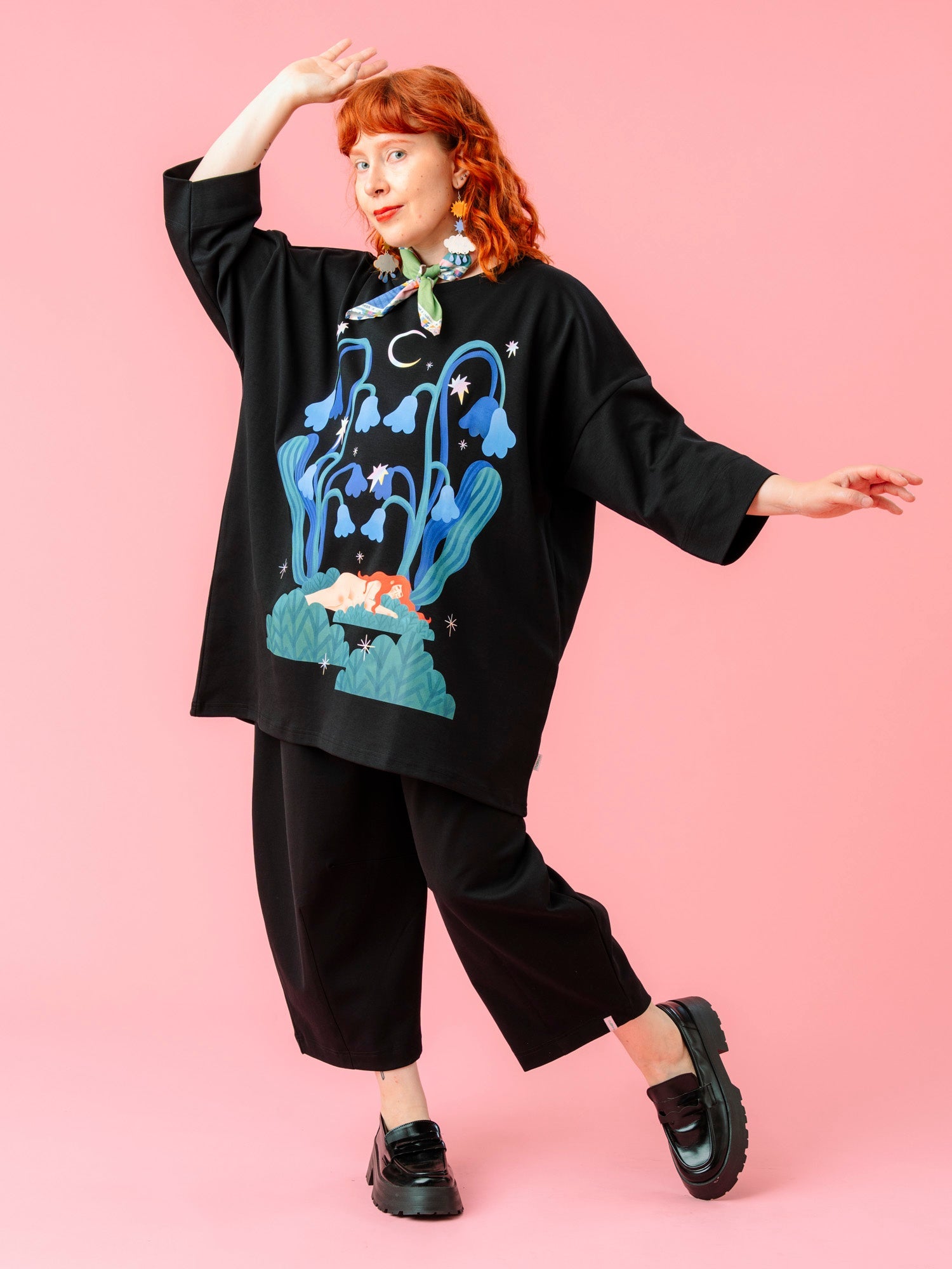 Leandro Oversize T-Paita, Moonbathing Black