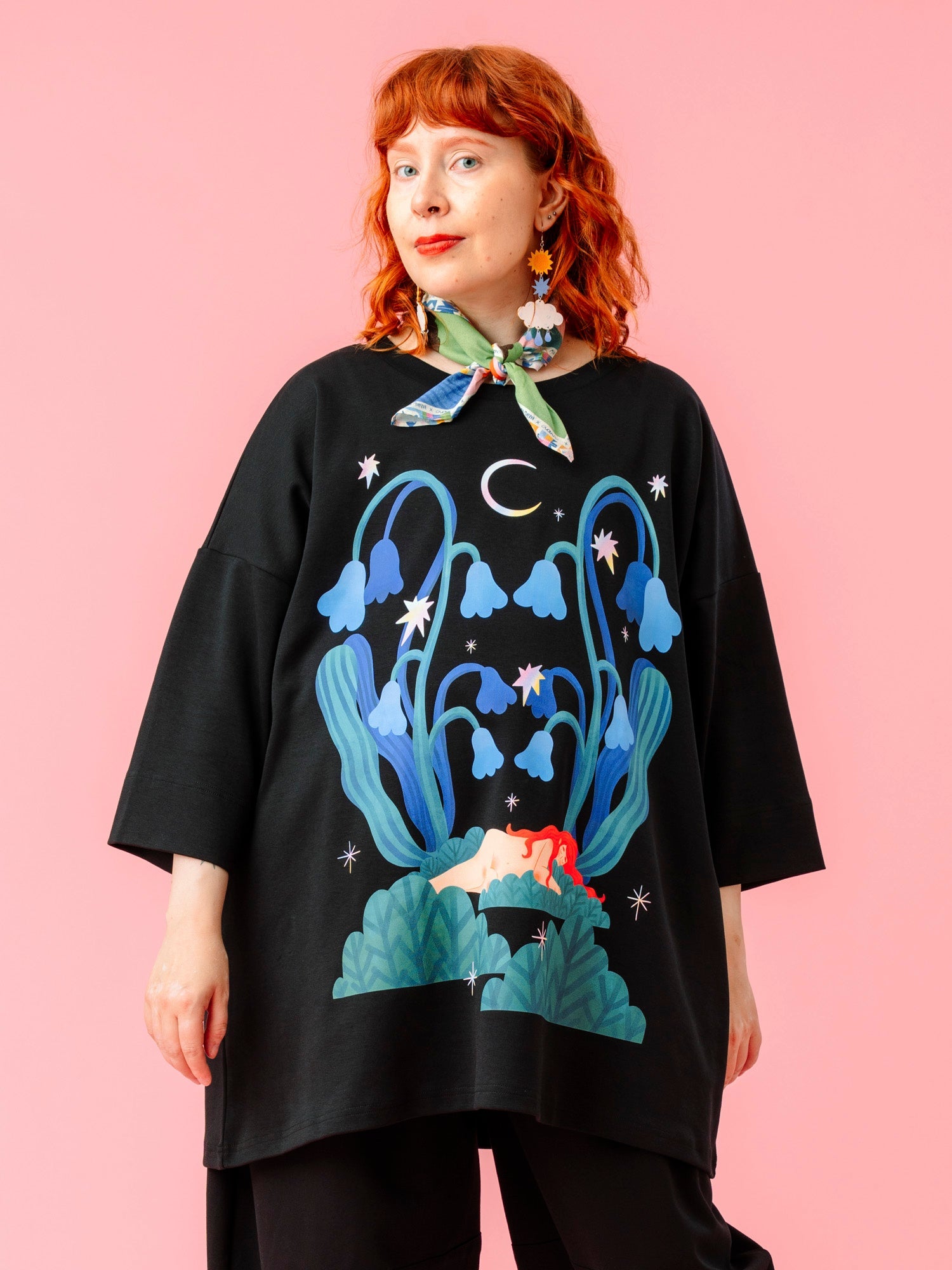Leandro Oversize T-Paita, Moonbathing Black