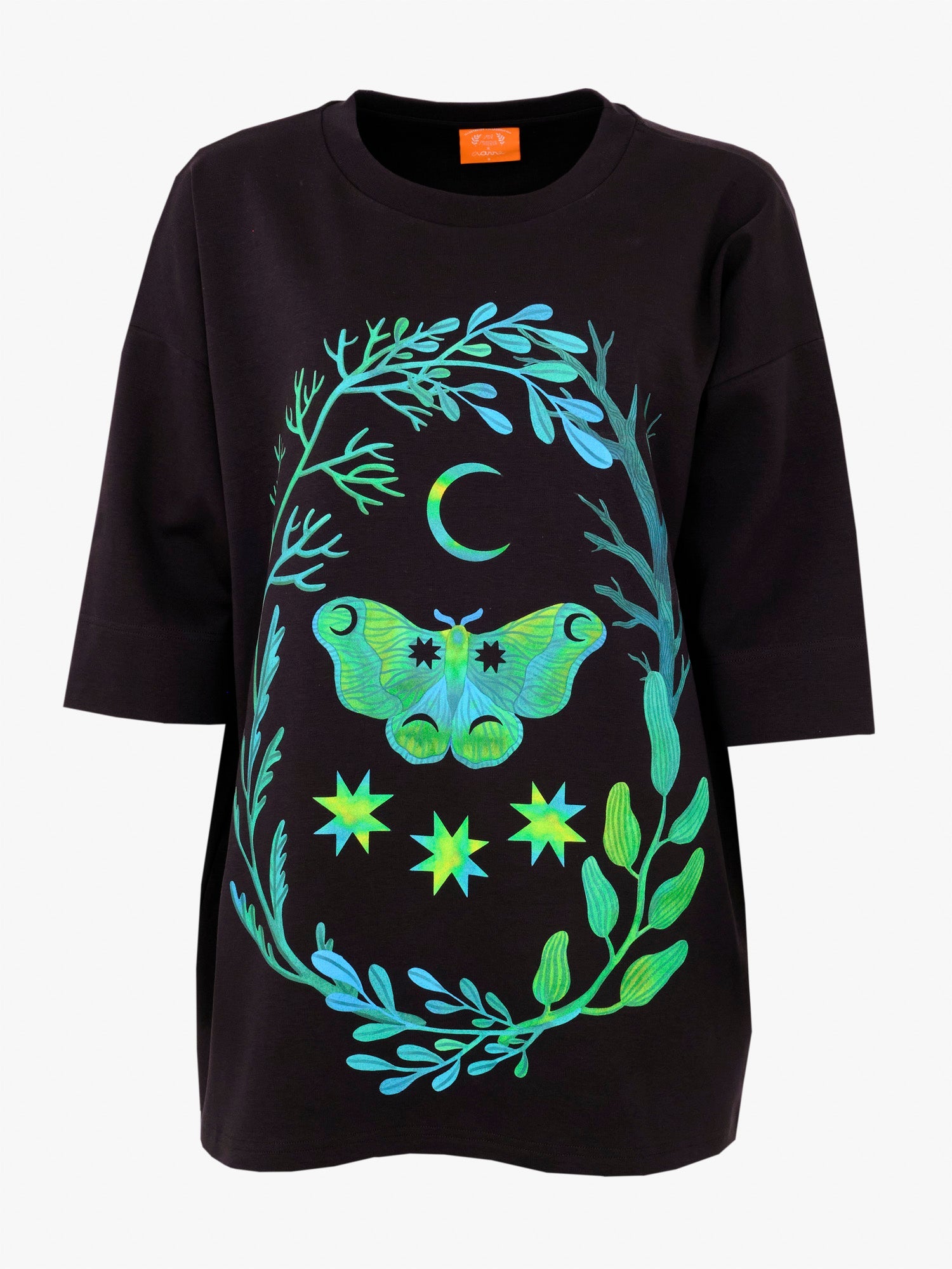 Leandro Oversize T-Paita, Moth Moon Black