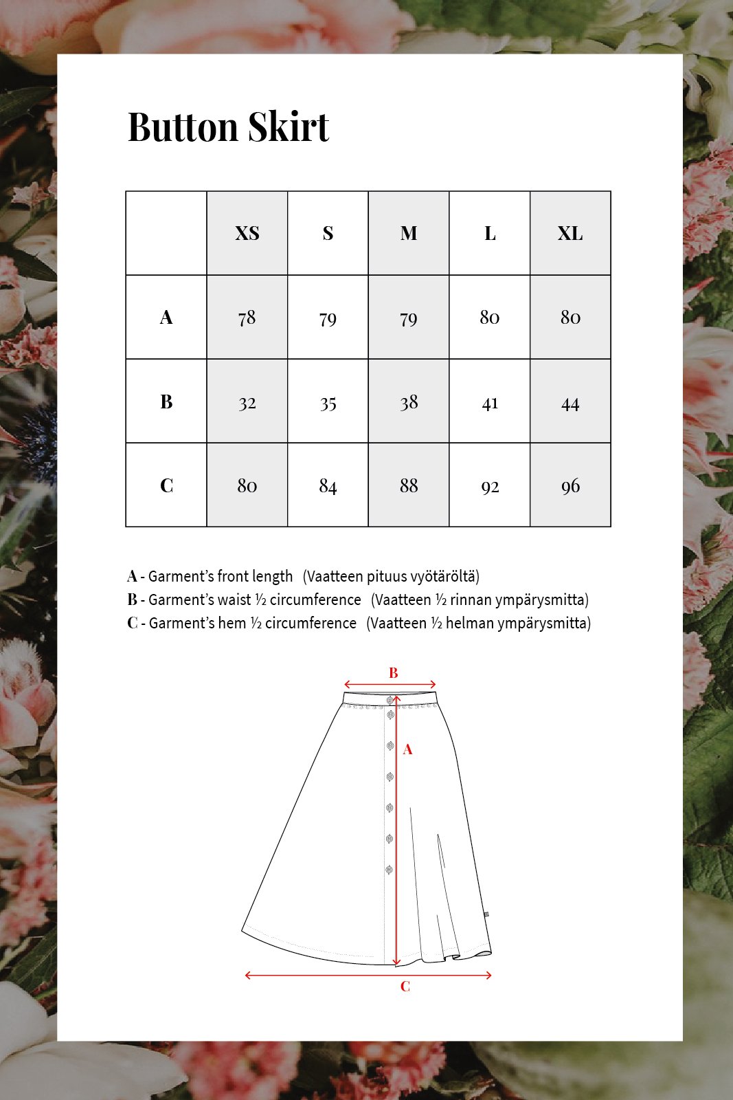 Button Skirt, Flora Pink