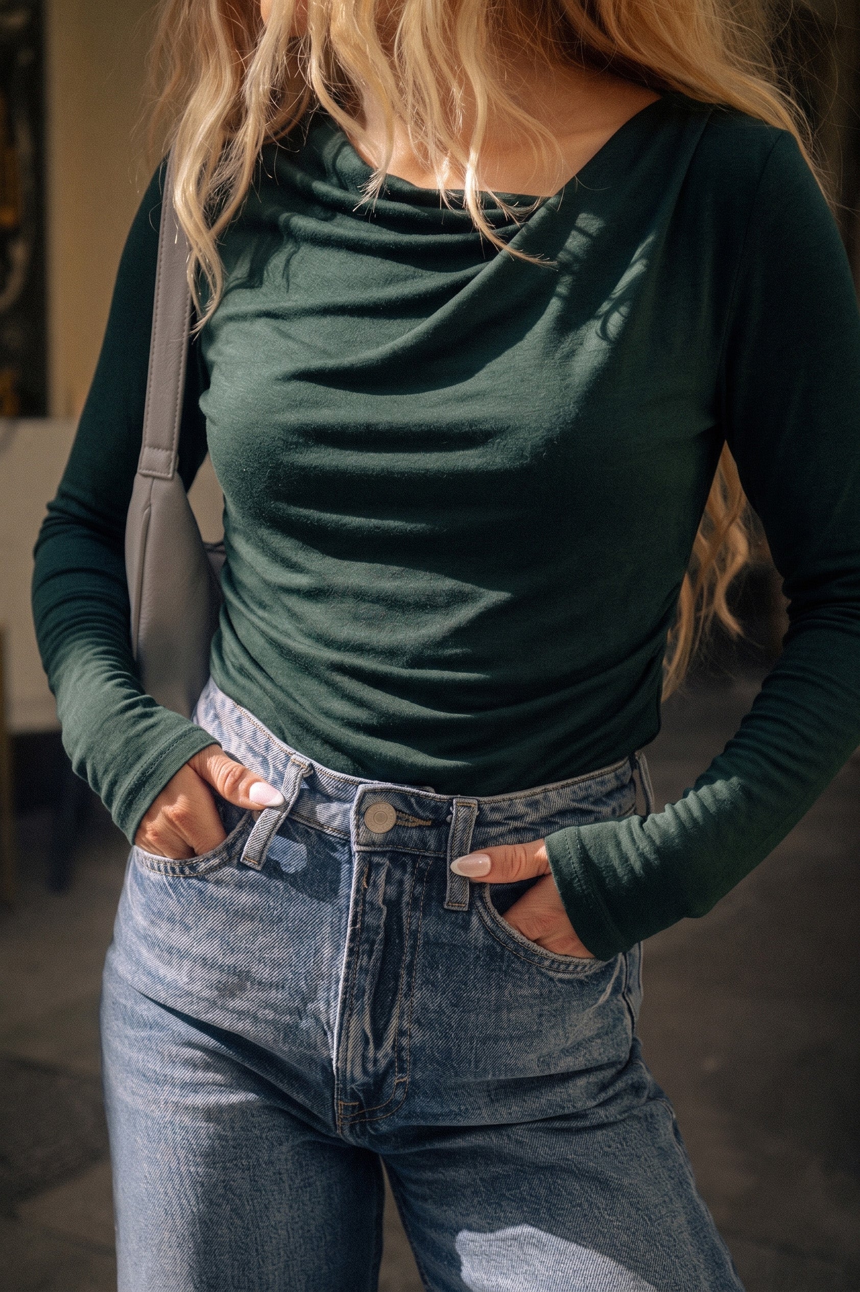 Draped Top, Dark Green