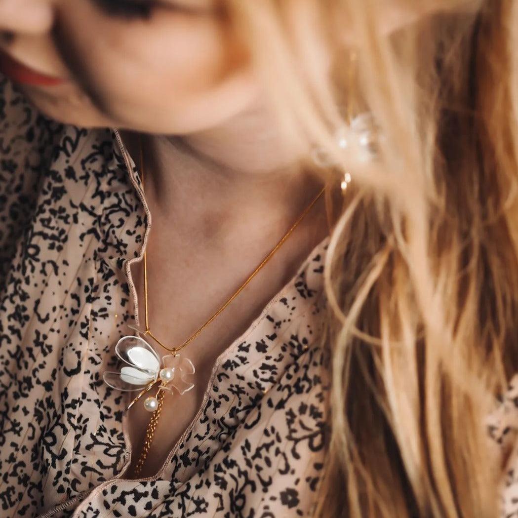 Jasmine Triple-Flower Drop Necklace