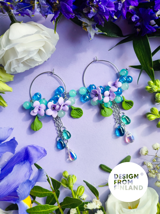 Lehto-orvokki -rengaskorvakorut