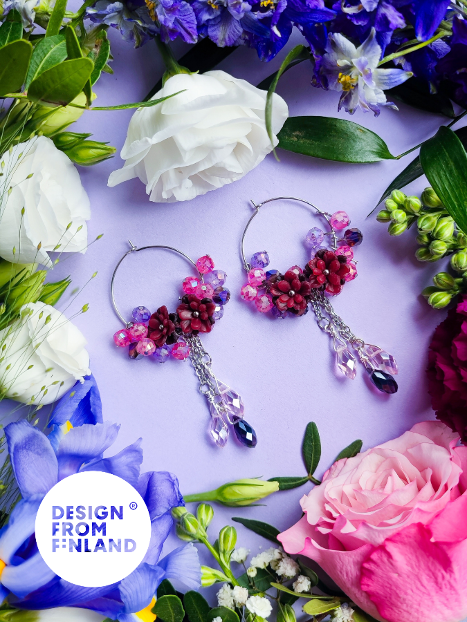 Villiruusu-rengaskorvakorut