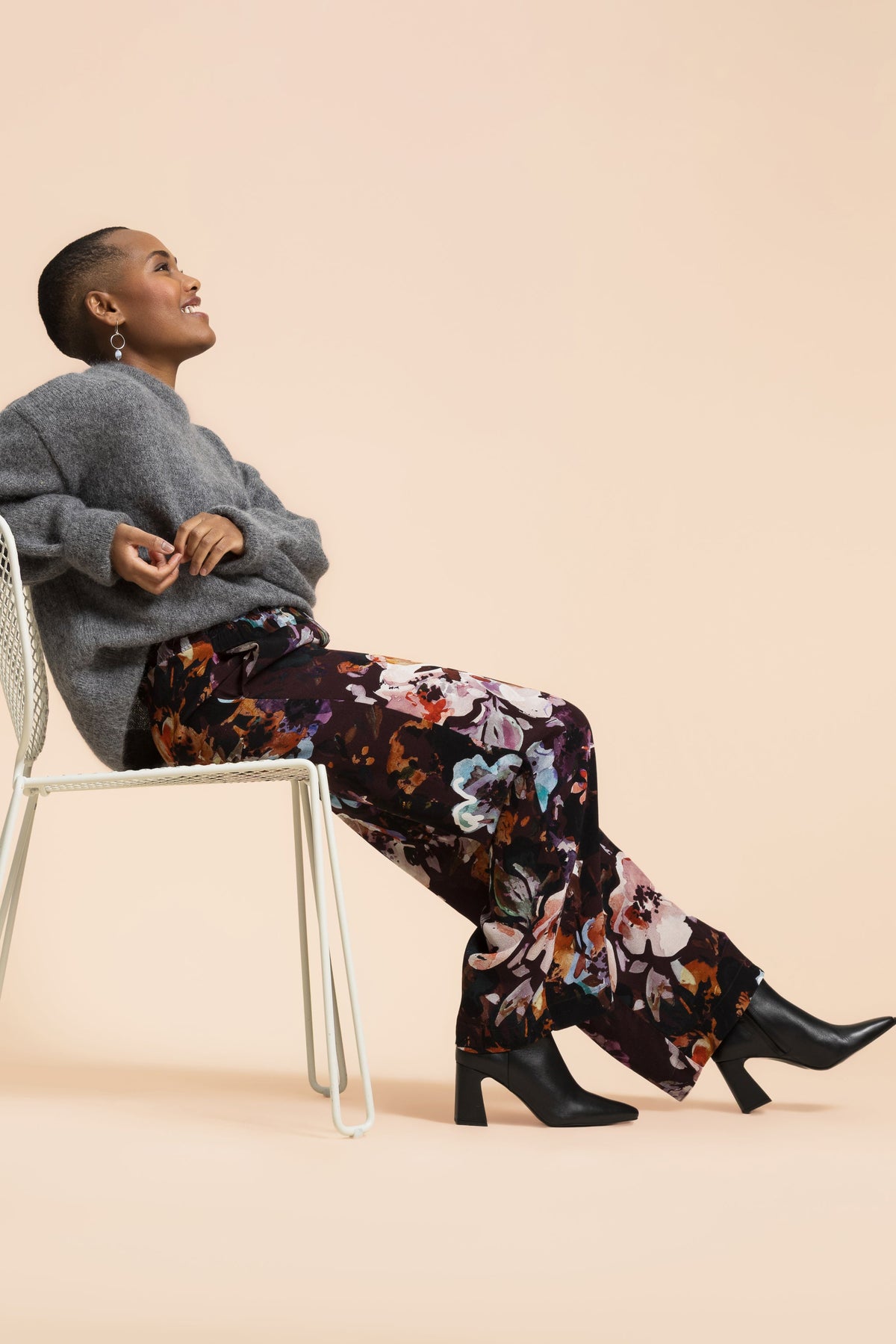 Crepe Trousers, Maroon Anemone