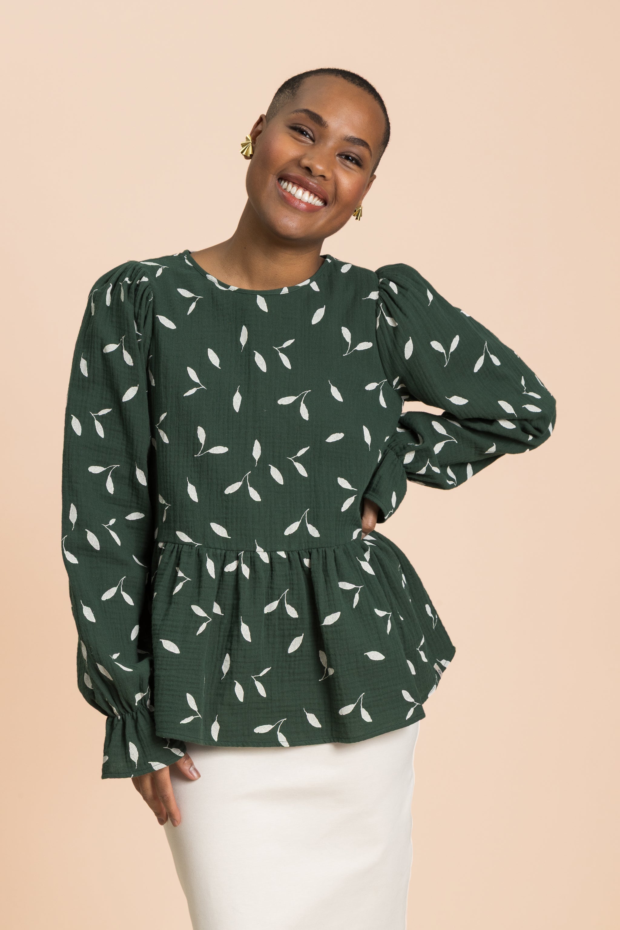 Flounce Blouse, Wind Green