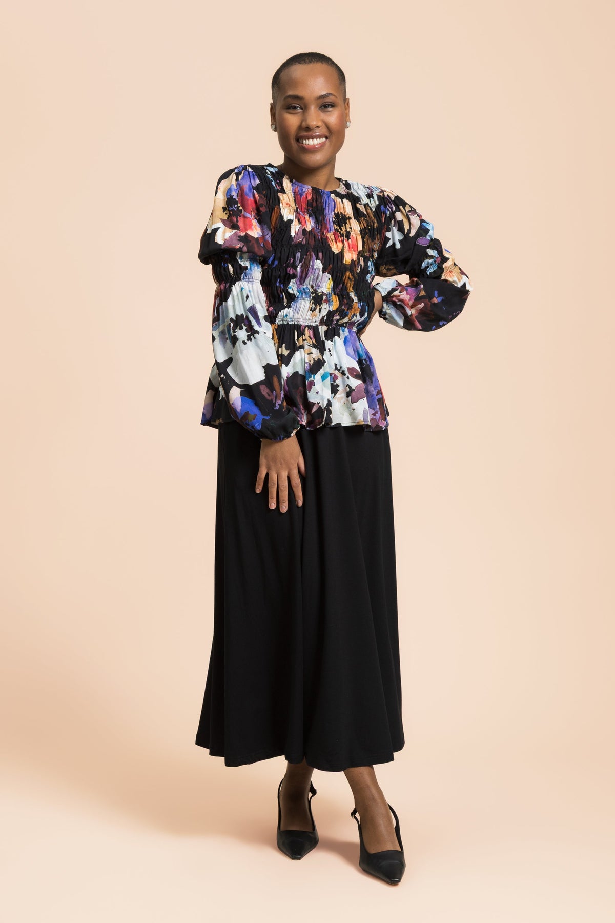 Muse Blouse, Black Anemone