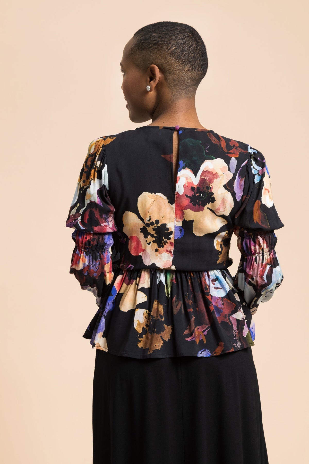 Muse Blouse, Black Anemone
