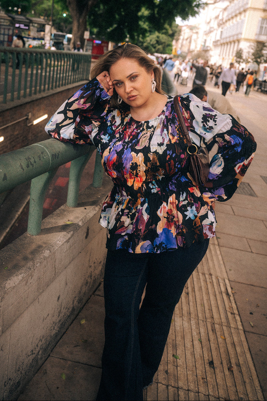 Muse Blouse, Black Anemone