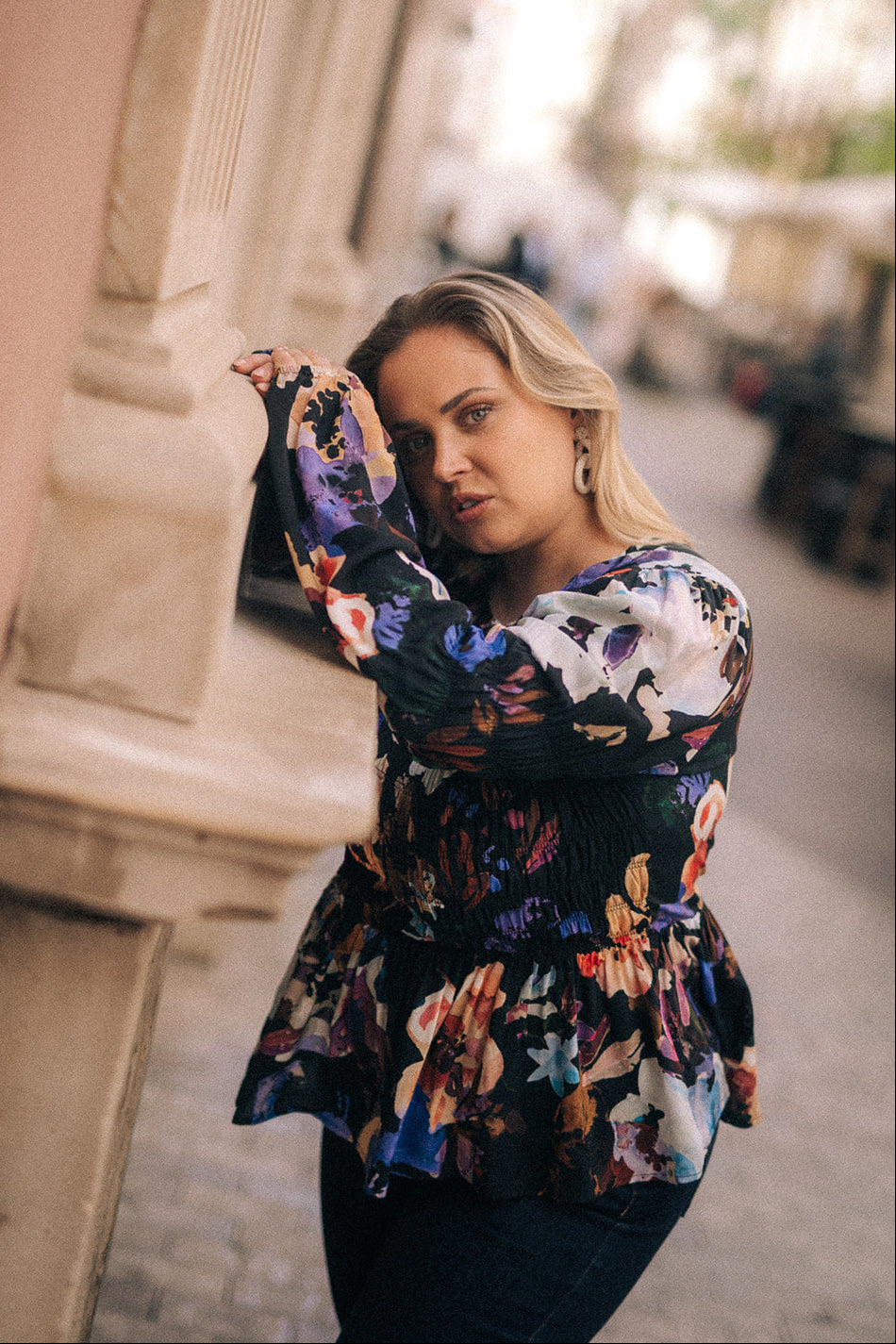 Muse Blouse, Black Anemone