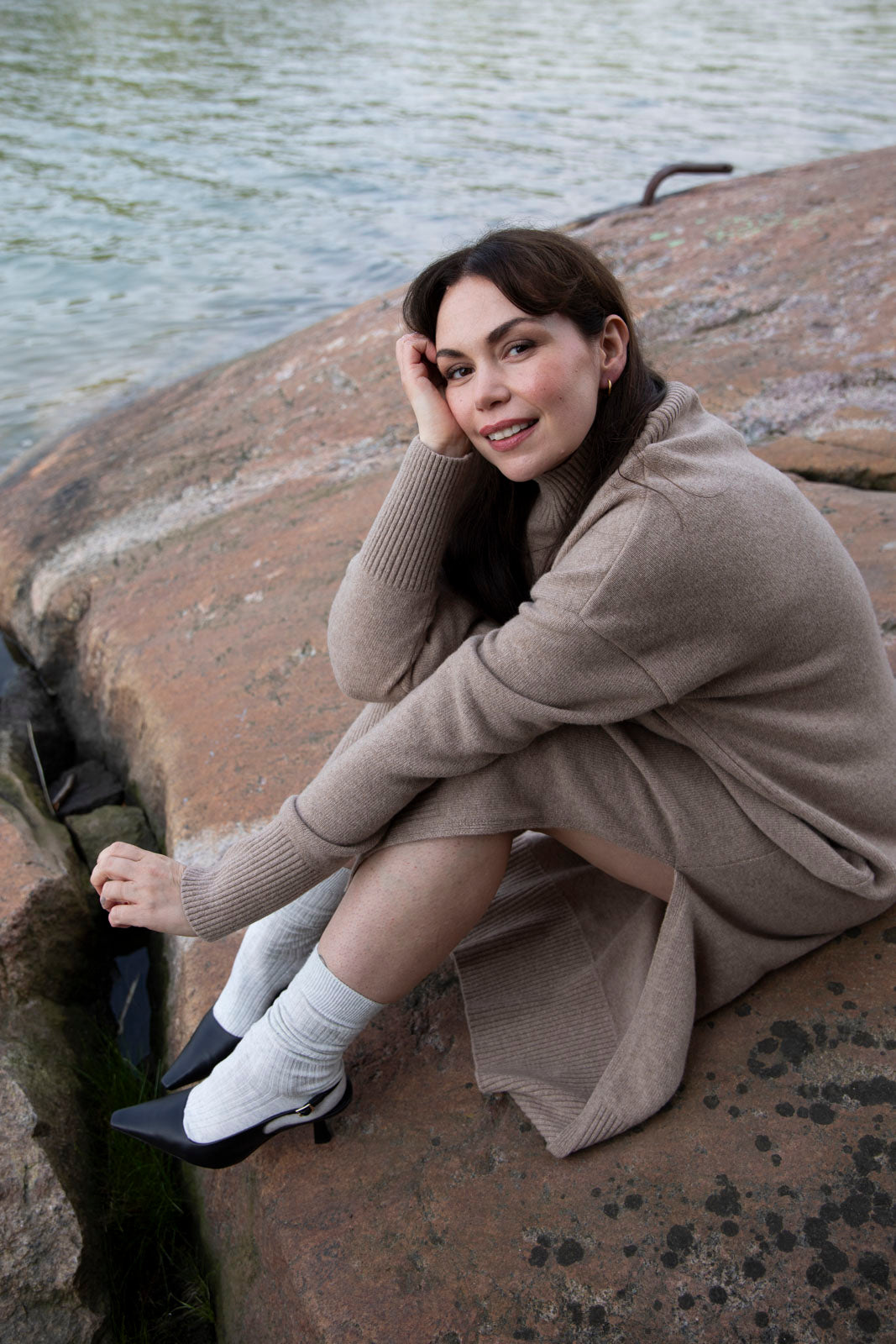 Wool Midi Mekko, Taupe