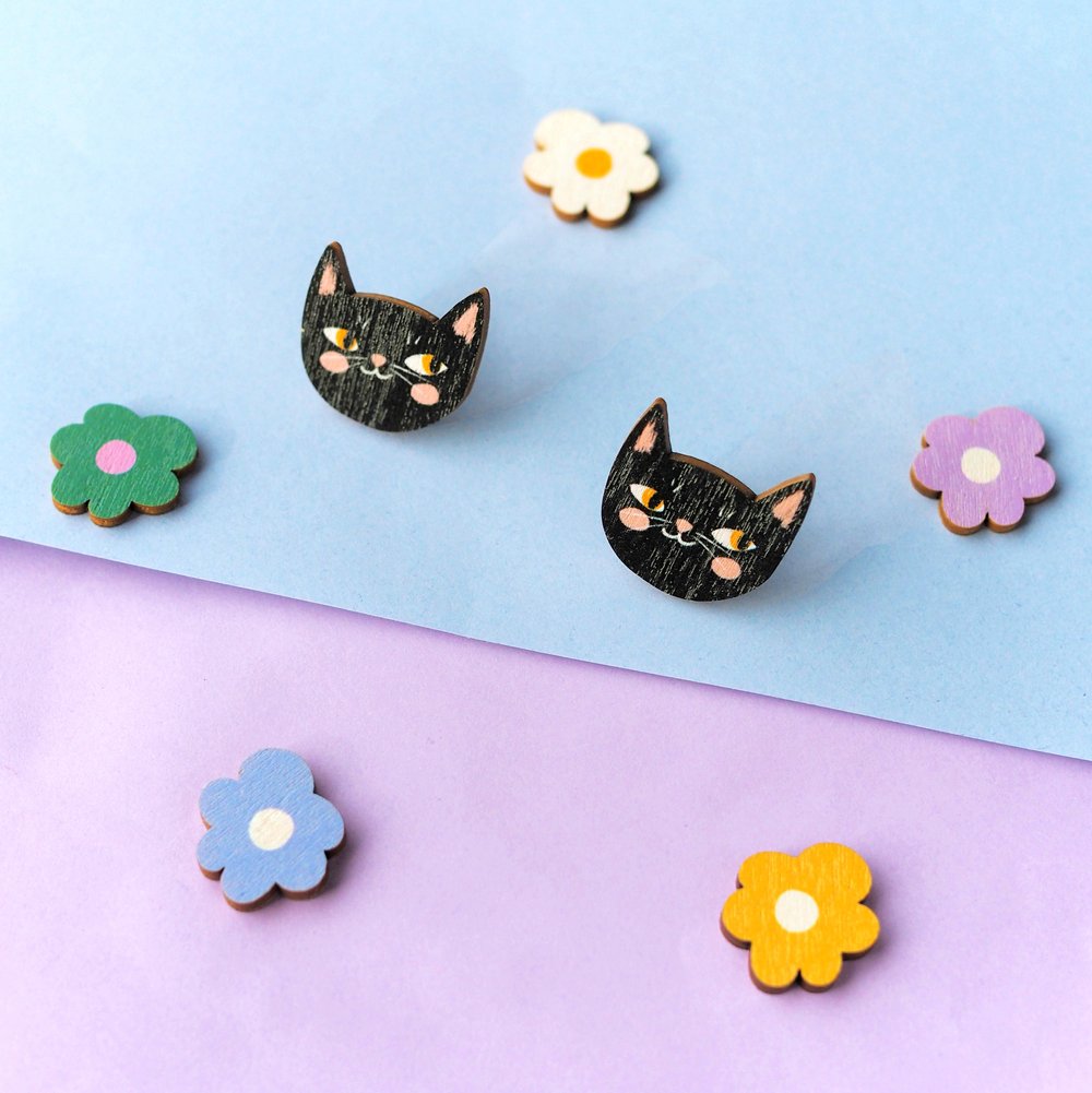 Cat Friends Stud Earrings