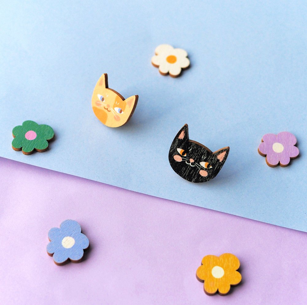 Cat Friends Stud Earrings