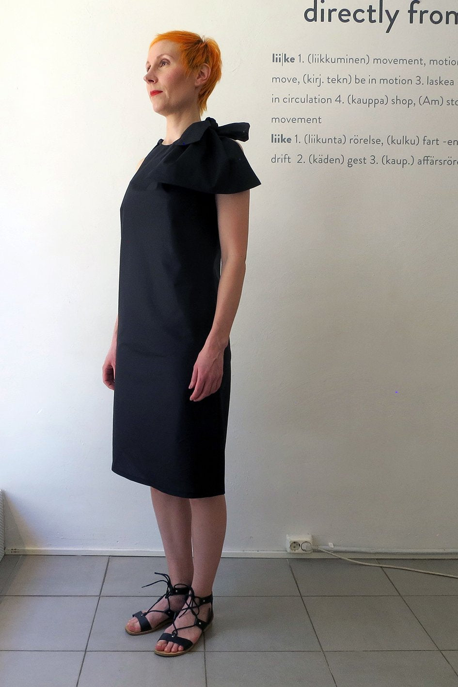 Knot Dress Crispy Cotton Black
