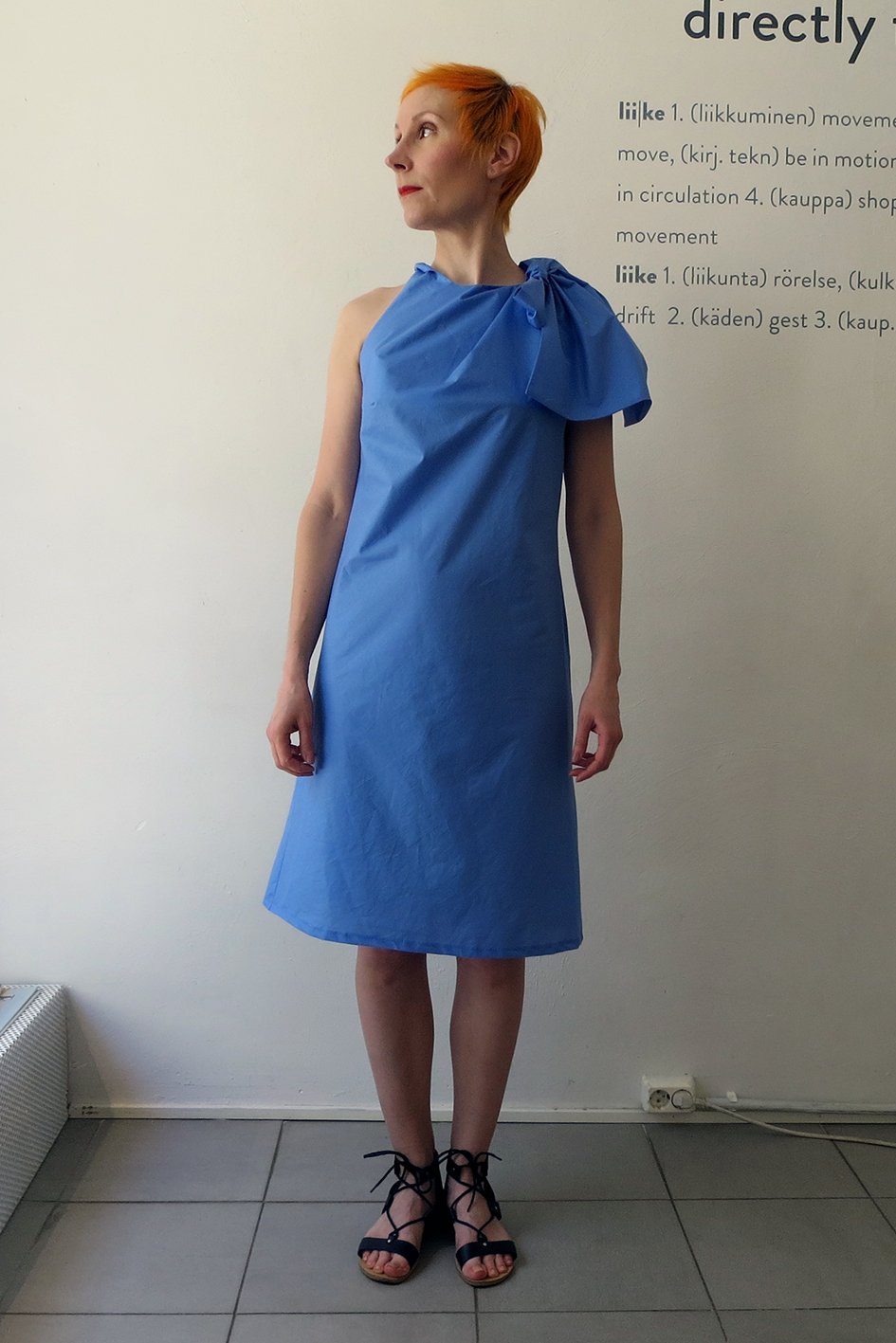 Knot Dress Crispy Cotton Forget-me-not Blue