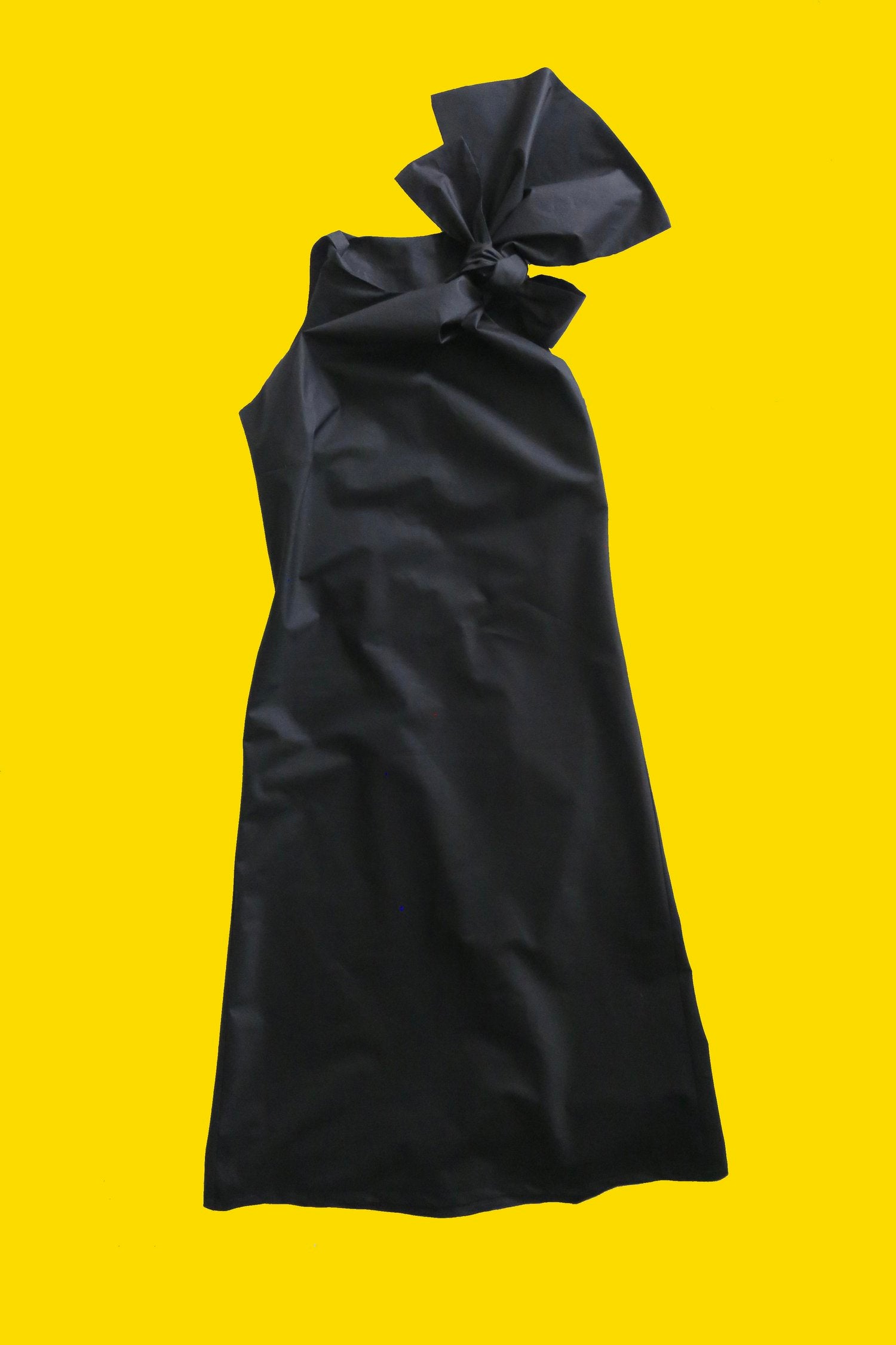 Knot Dress Crispy Cotton Black