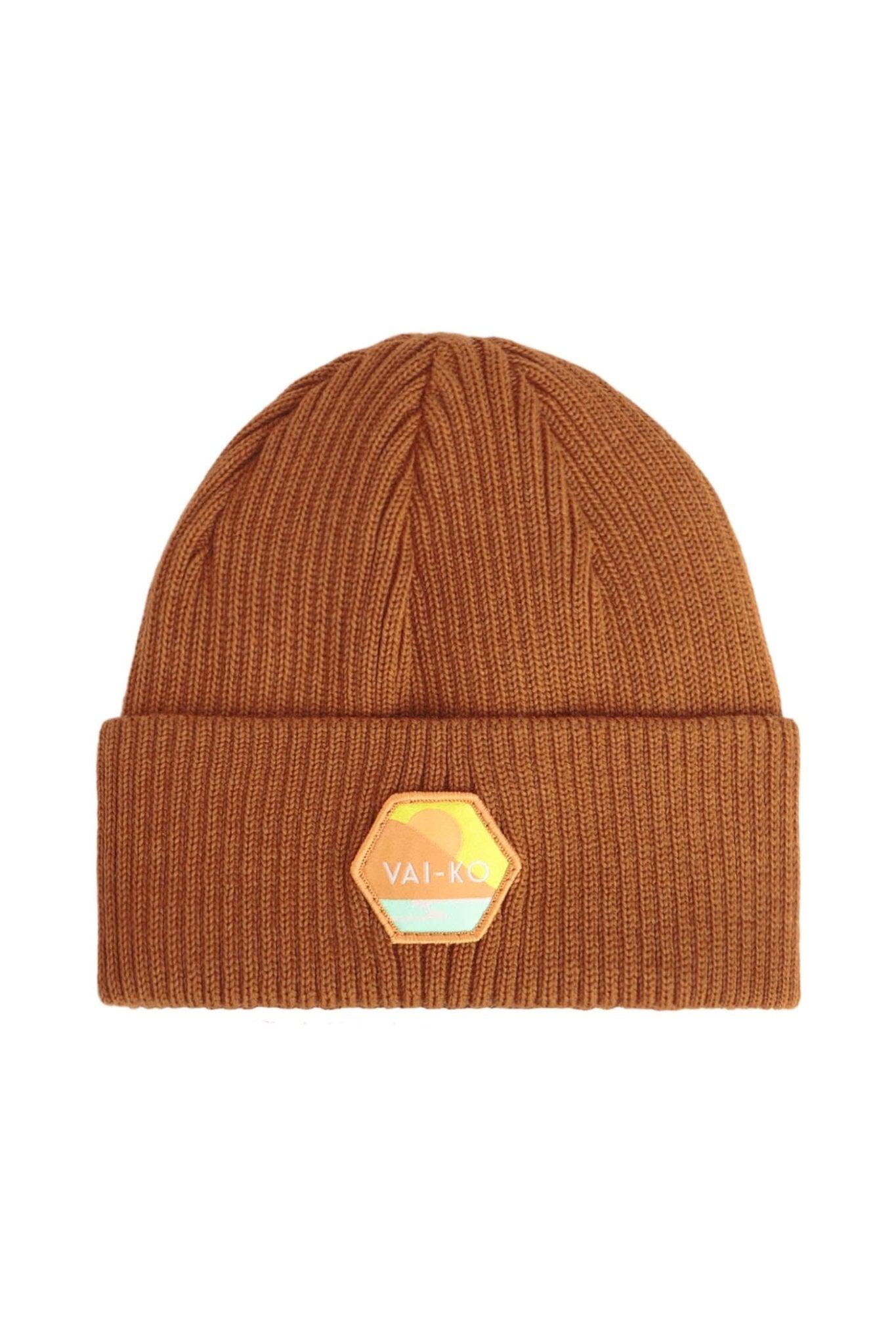 Golden Rib Beanie, Amber Brown