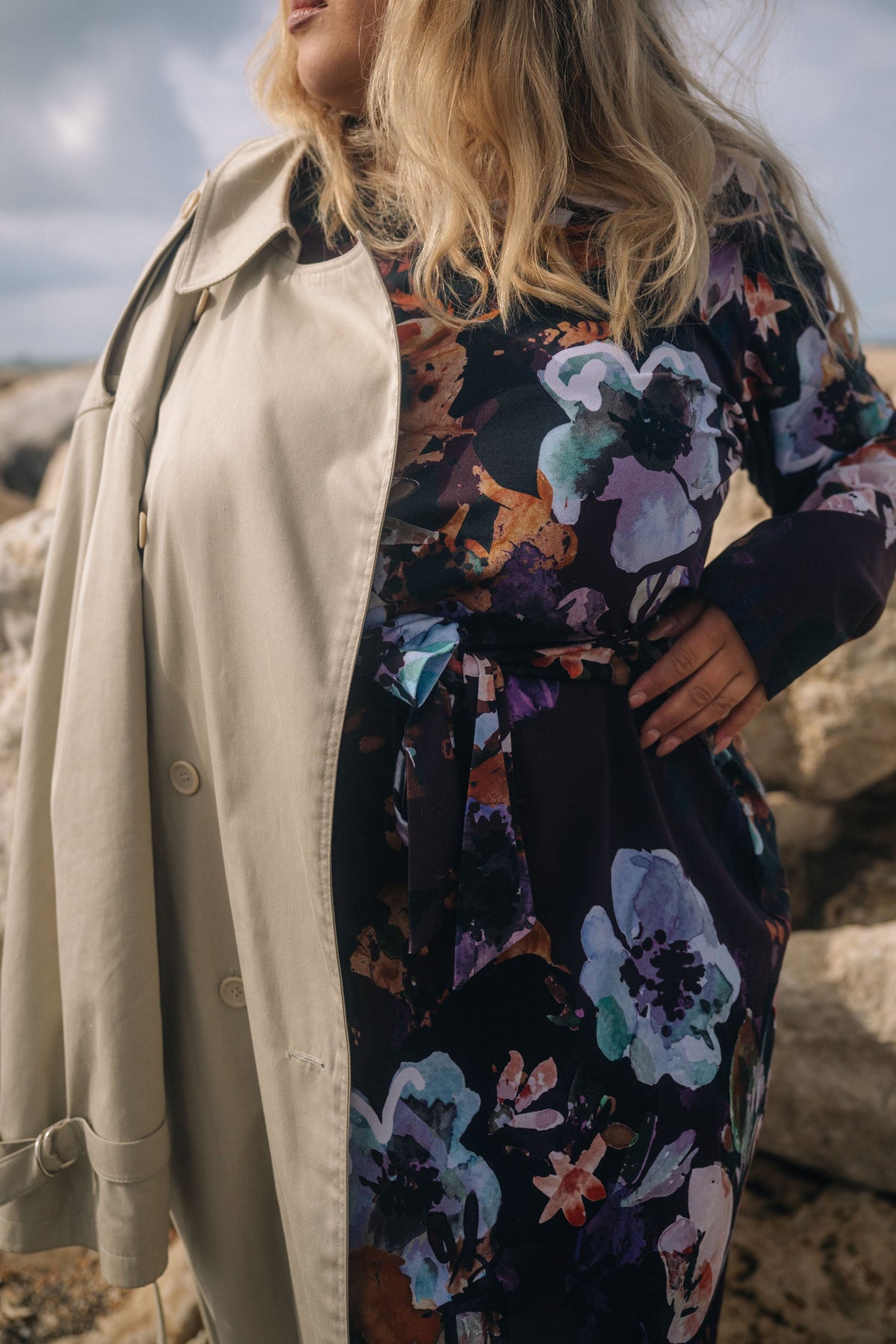 Midi Belted Dress, Maroon Anemone