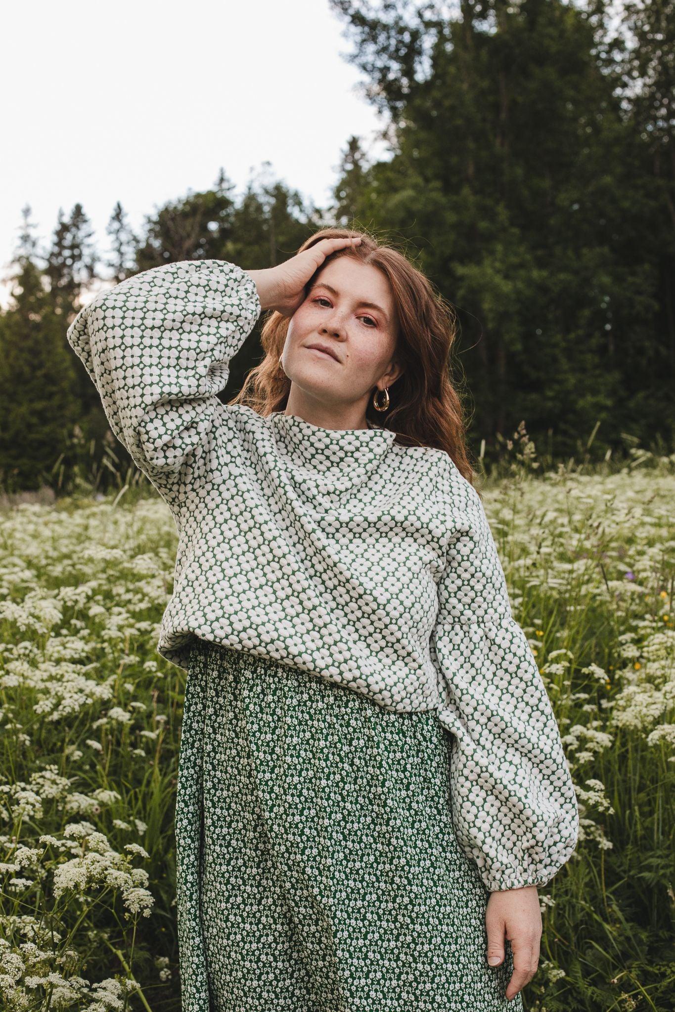 TALVIKKI puuvillapaita, Apila Valkovihreä