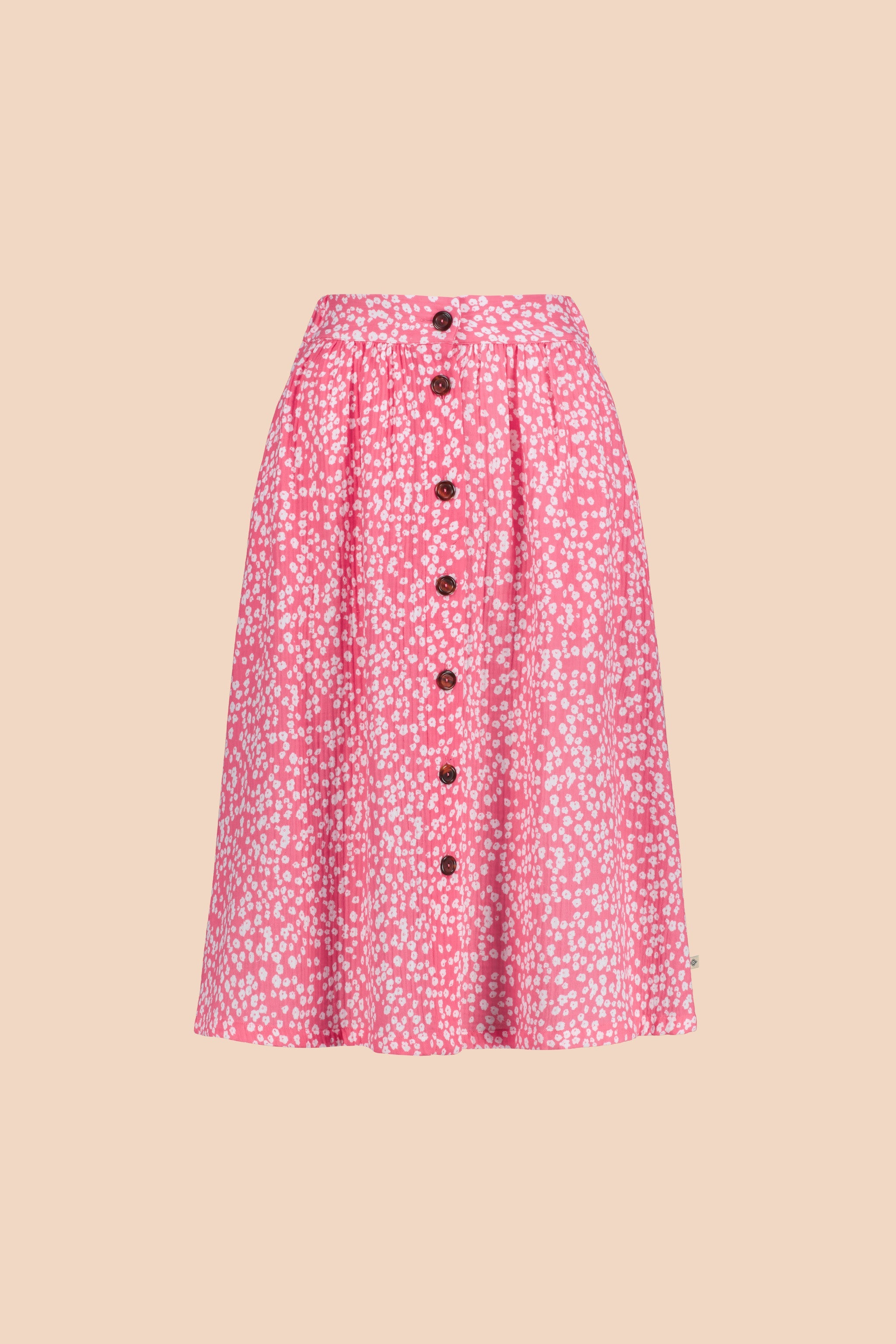 Button Skirt, Flora Pink