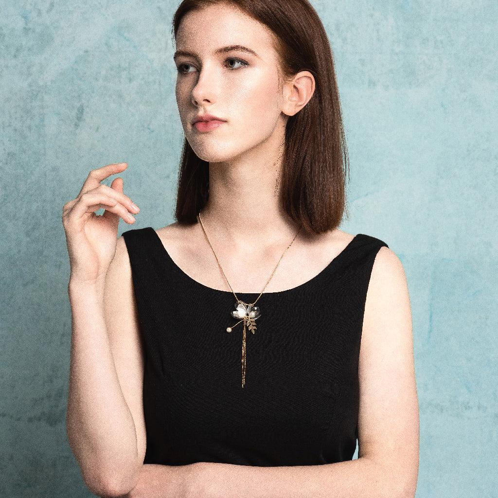 Jasmine Triple-Flower Drop Necklace