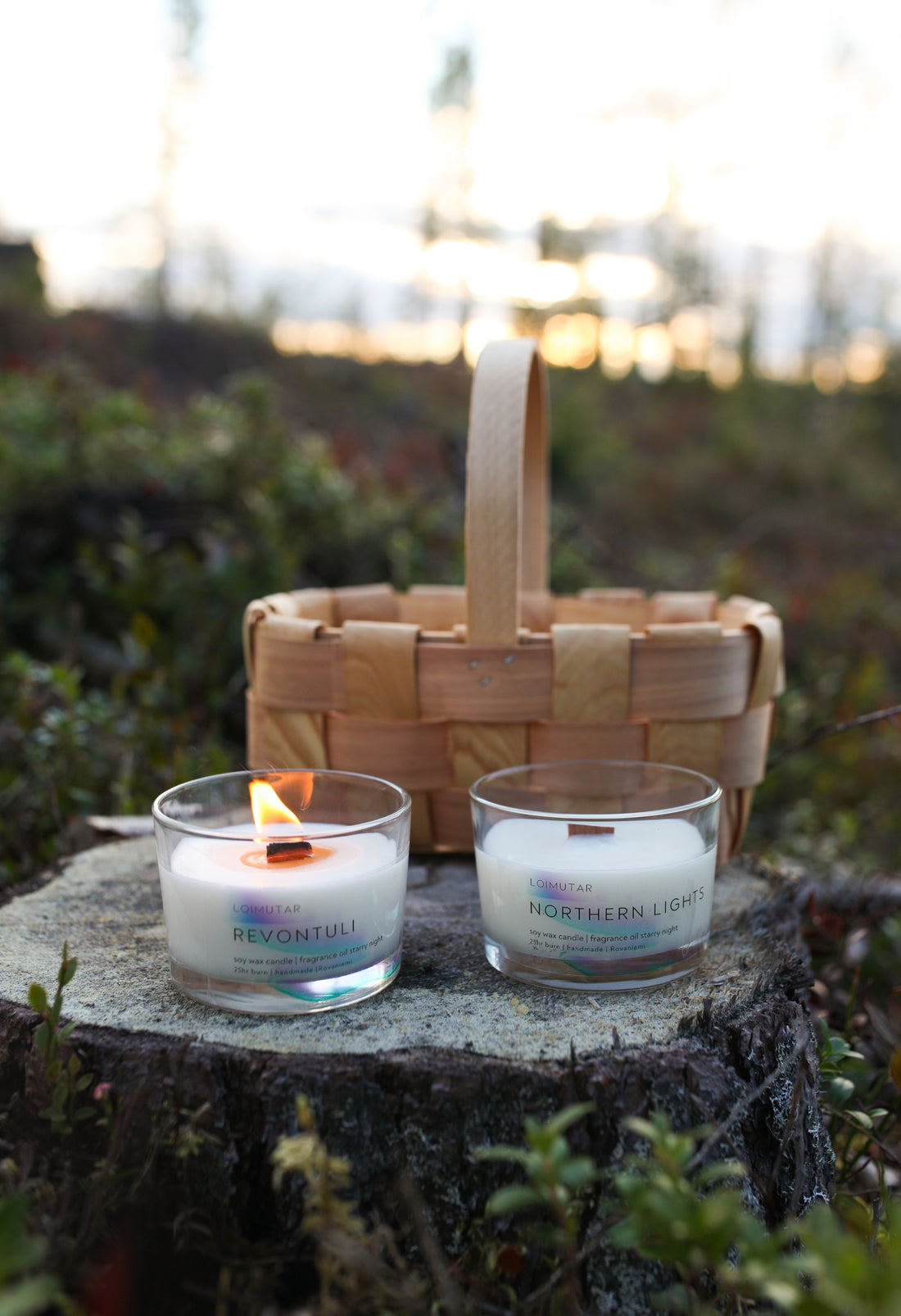 Revontuli puusydänkynttilä