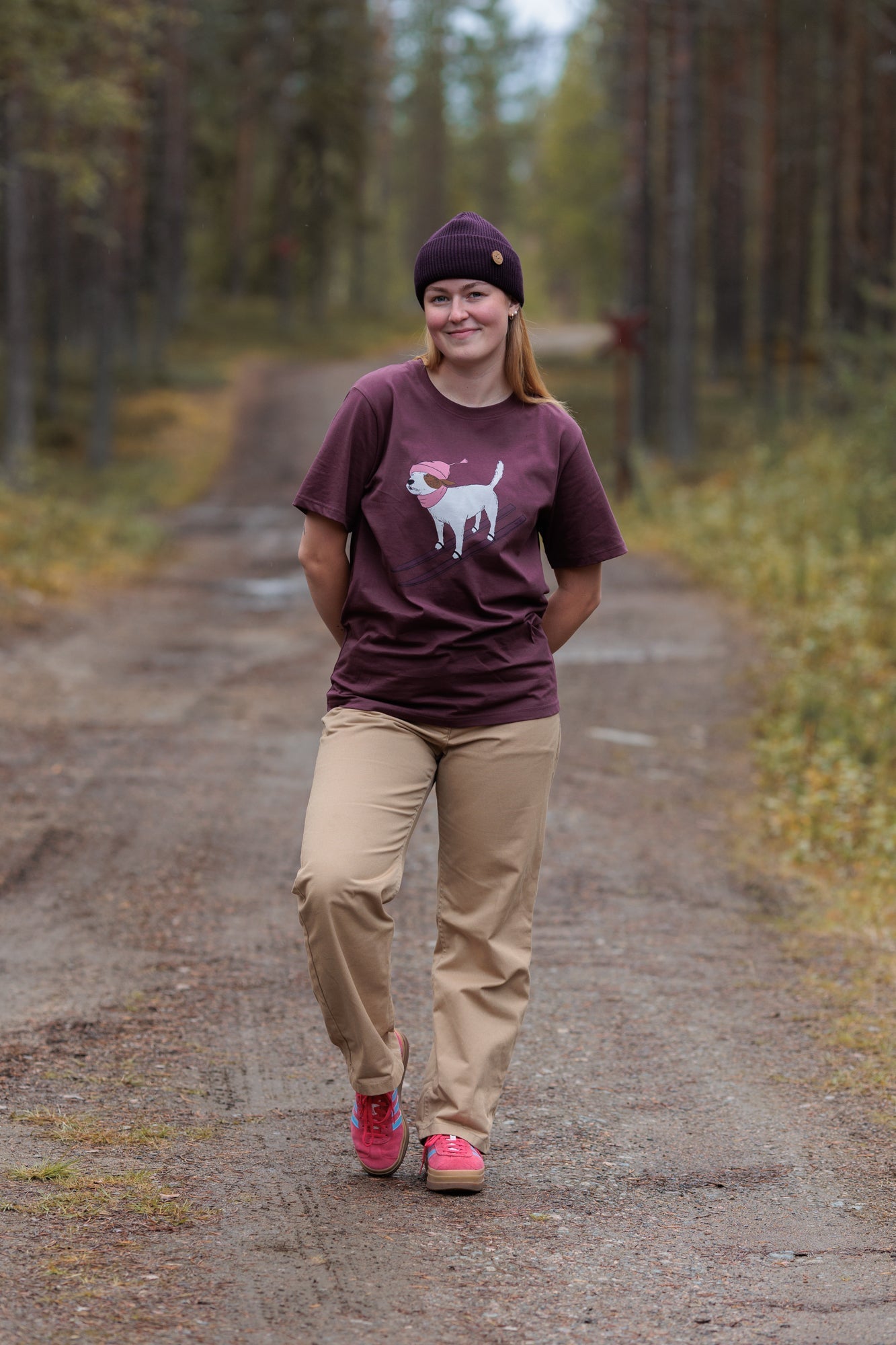 Ski Dog T-paita, Aubergine