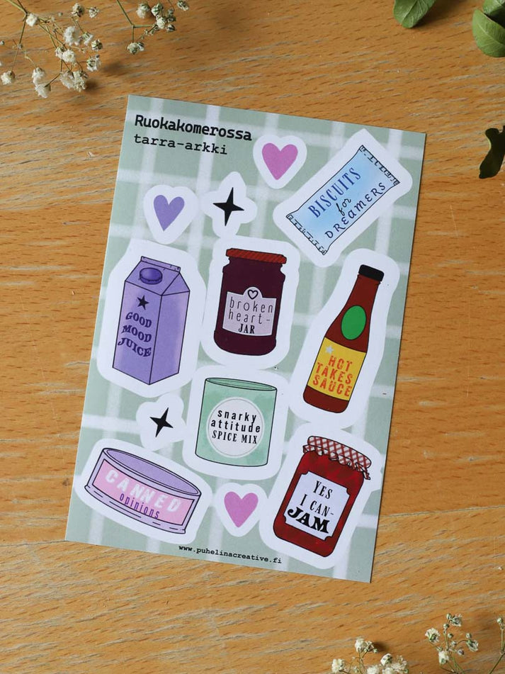 RUOKAKOMEROSSA tarra-arkki