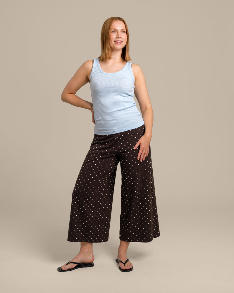 Culottes, ruskea pilkku