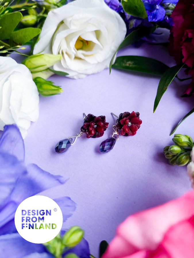 Villiruusu-nappikorvakorut