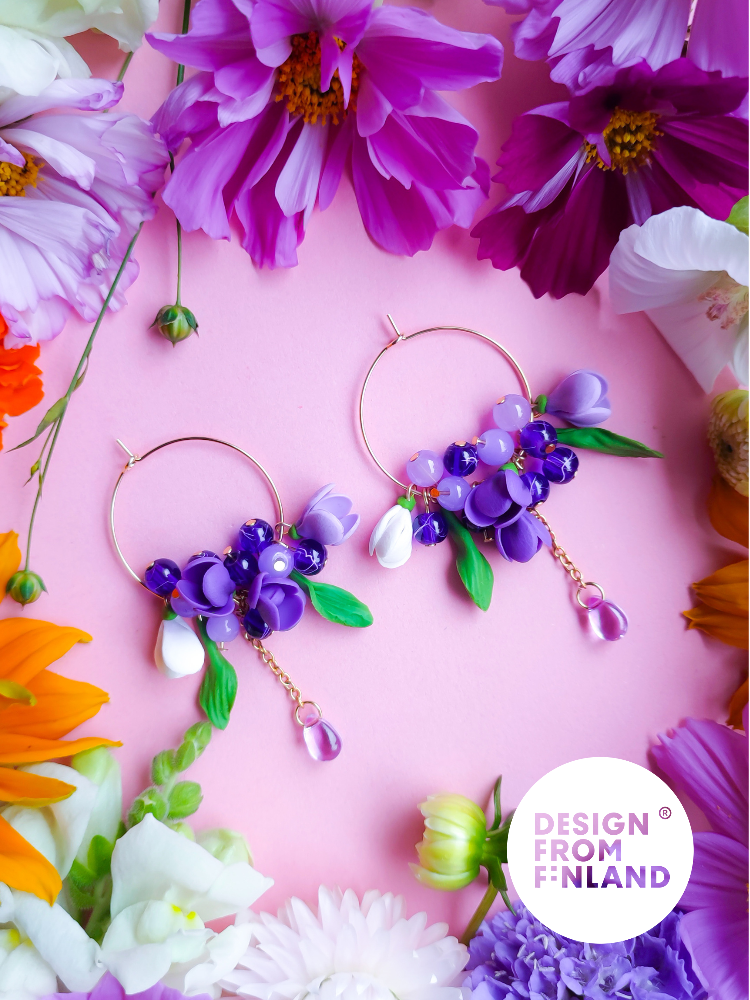 Tulppaani-rengaskorvakorut - violetti