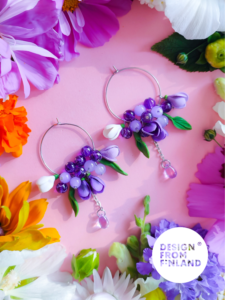 Tulppaani-rengaskorvakorut - violetti