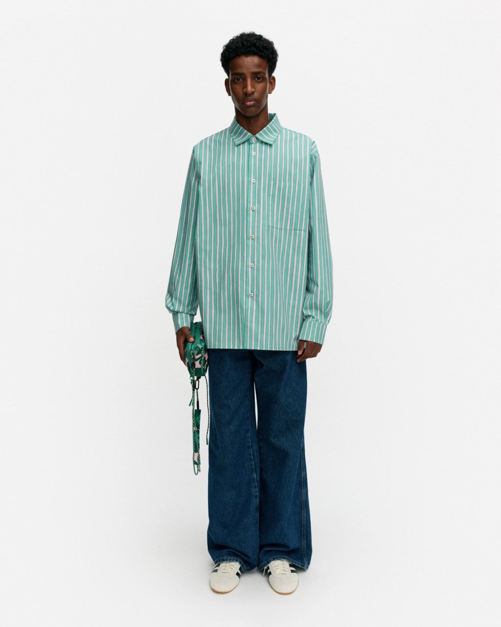 Jokapoika Kioski puuvillapaita, Vihreä-Pinkki