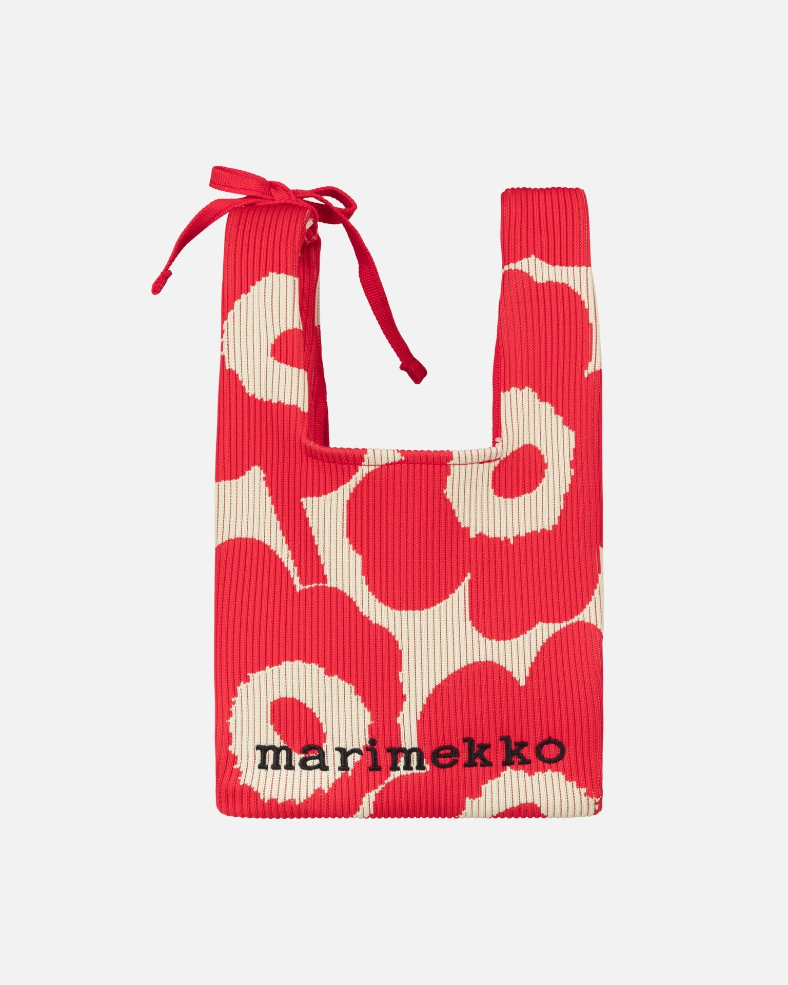 Knitted Mini Tote Unikko Shoulder Bag, Red