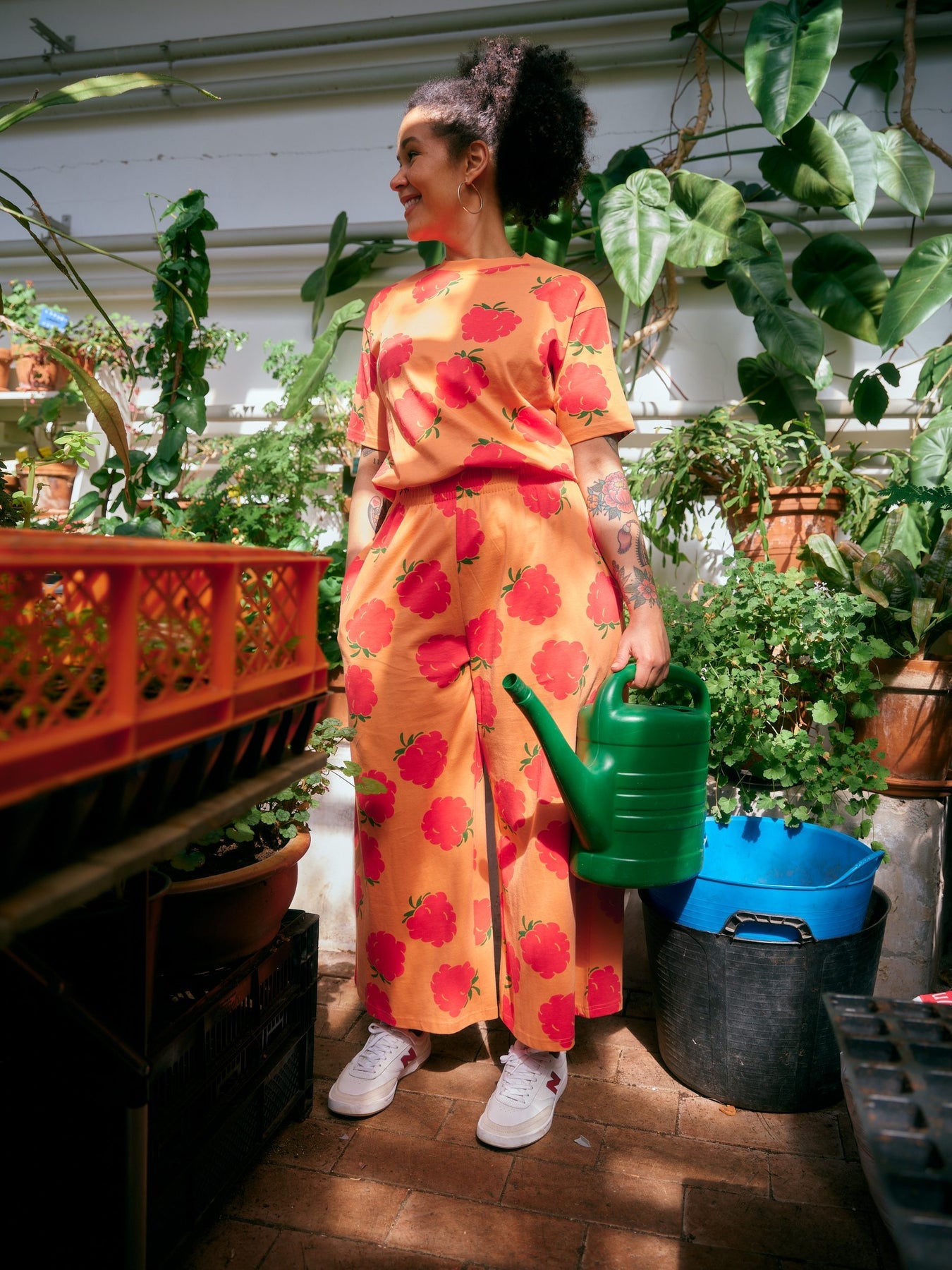 Raspberry culottes-housut