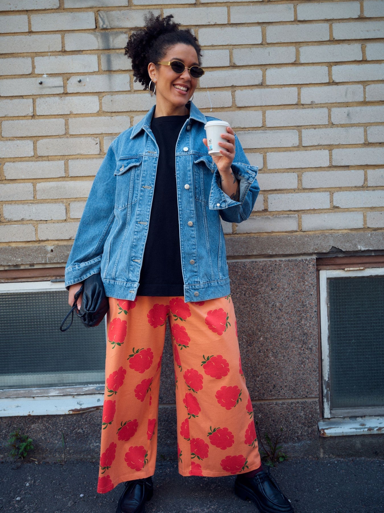 Raspberry culottes-housut