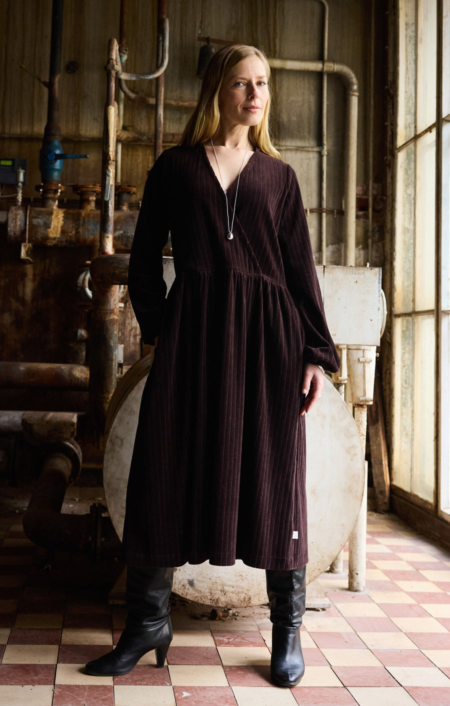 Velour rib Mekko, Dark Brown
