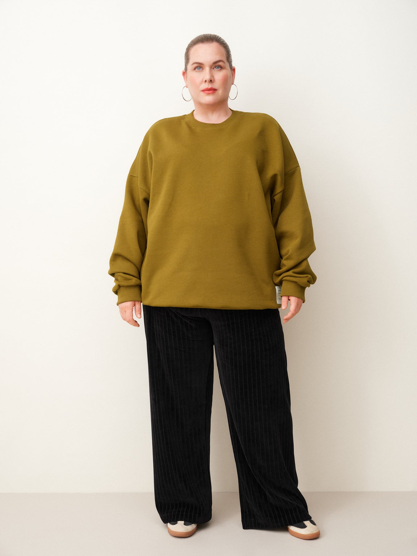 Velour Rib Housut, Musta