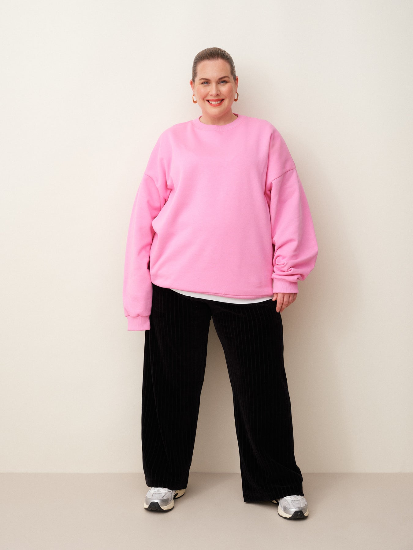 Velour Rib Housut, Musta