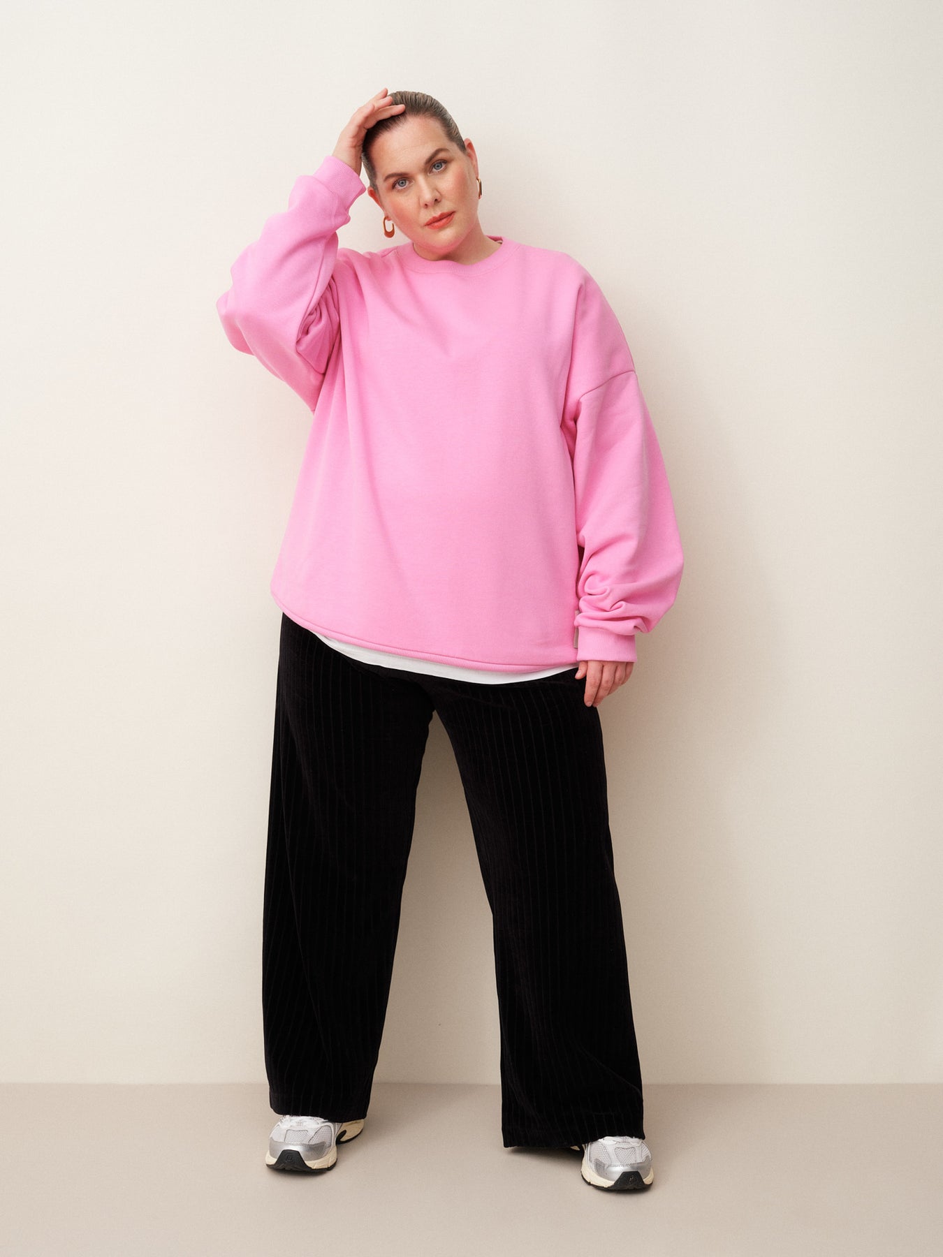 Velour Rib Housut, Musta