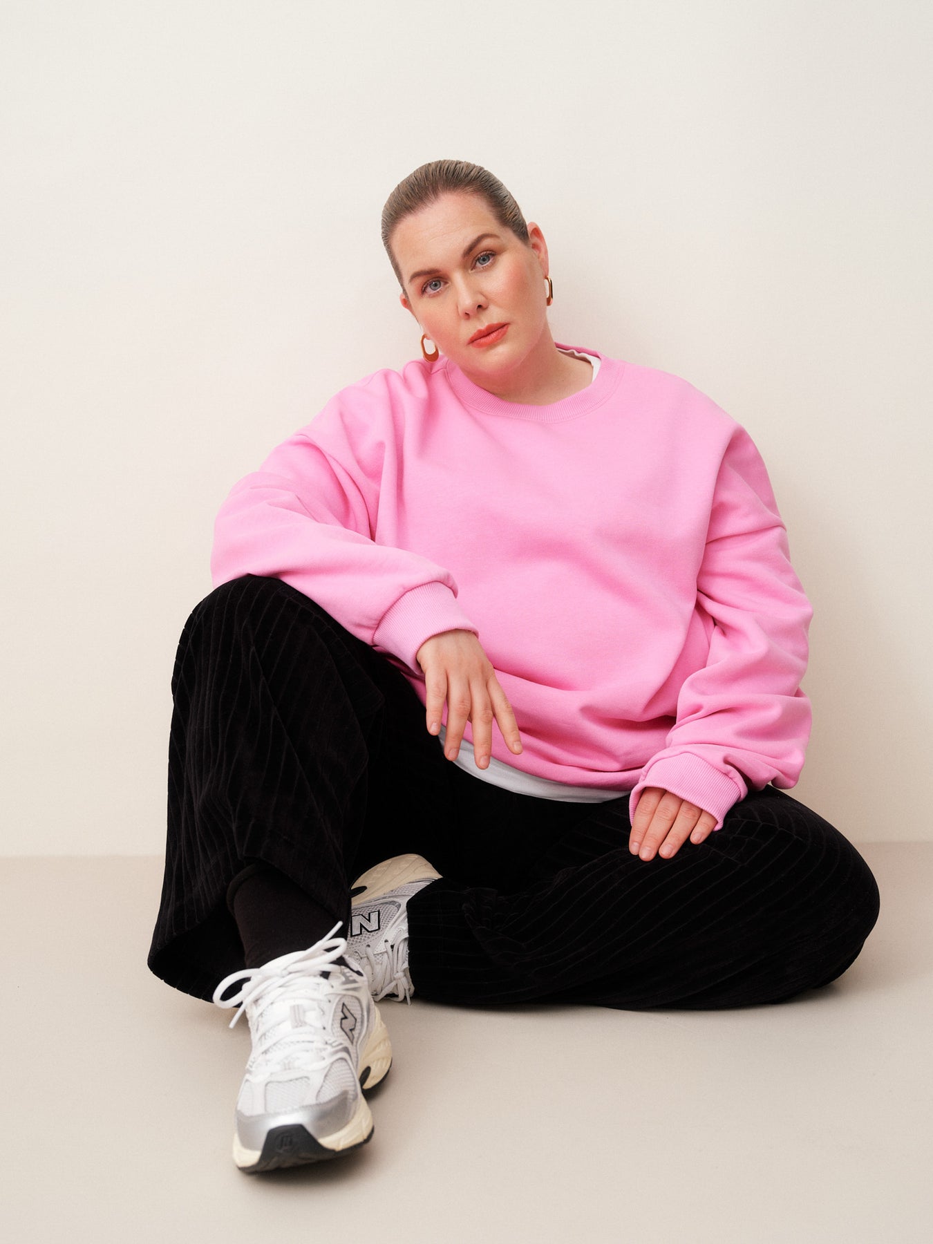 Velour Rib Housut, Musta