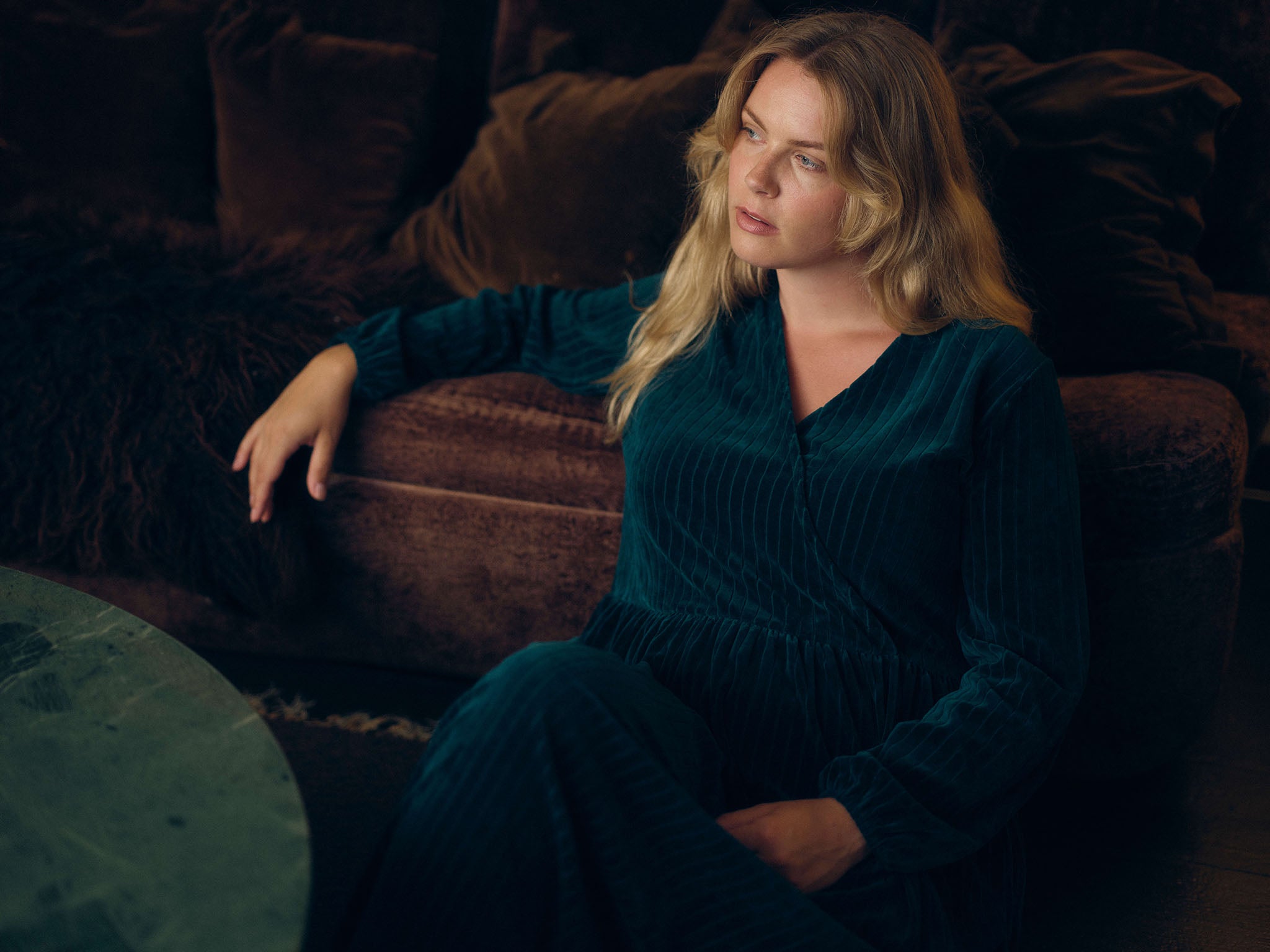 Velour Rib Mekko, Dark Sea