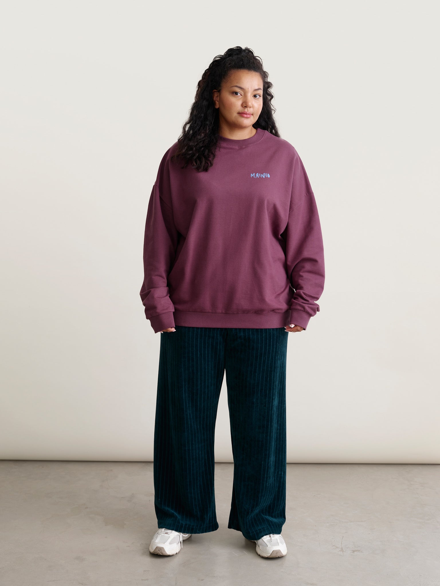 Velour Rib Housut, Dark Sea