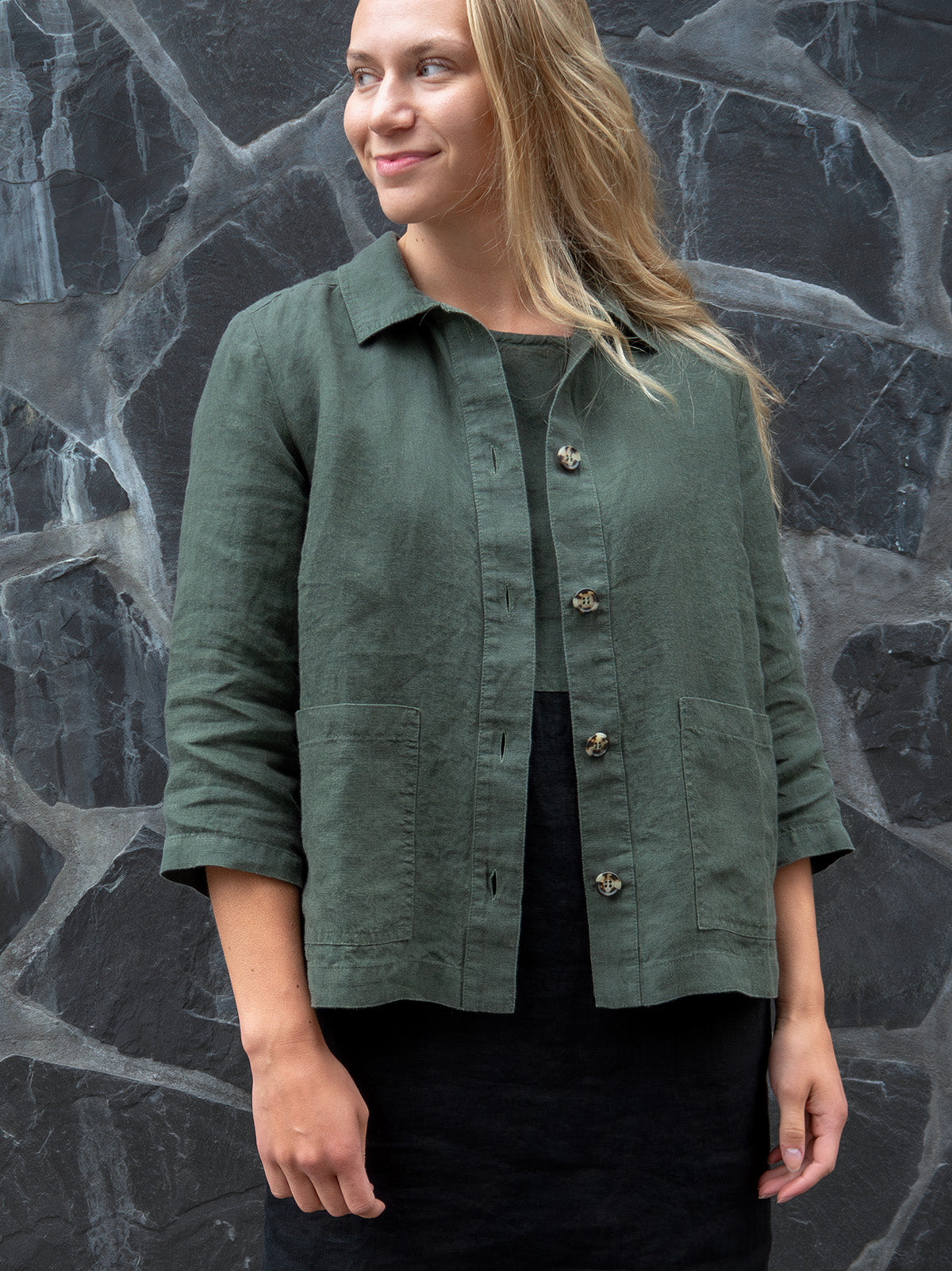 ELSA pellavajakku, tummanvihreä