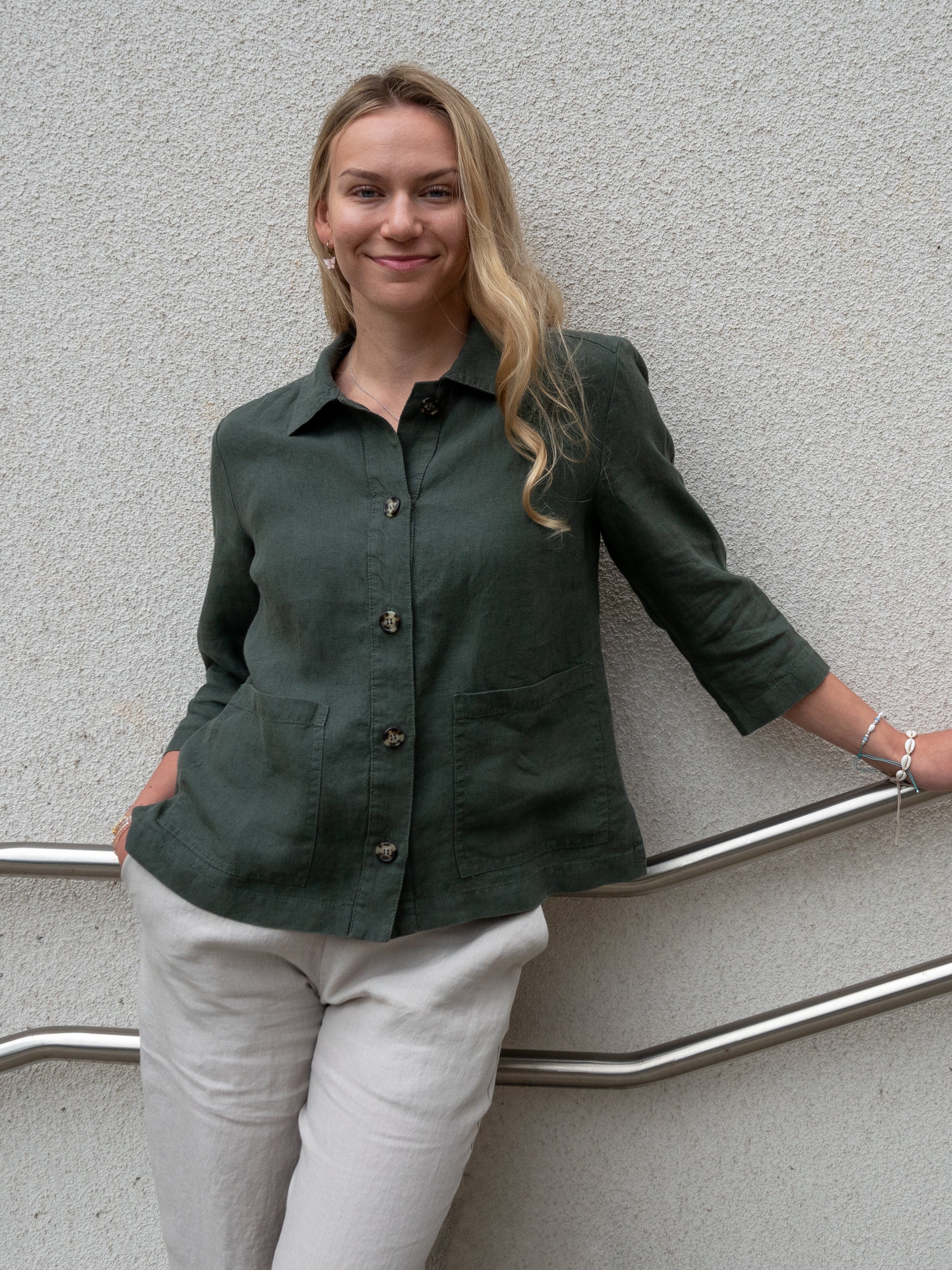 ELSA pellavajakku, tummanvihreä