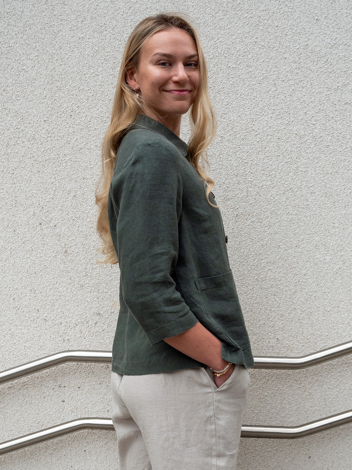 ELSA pellavajakku, tummanvihreä